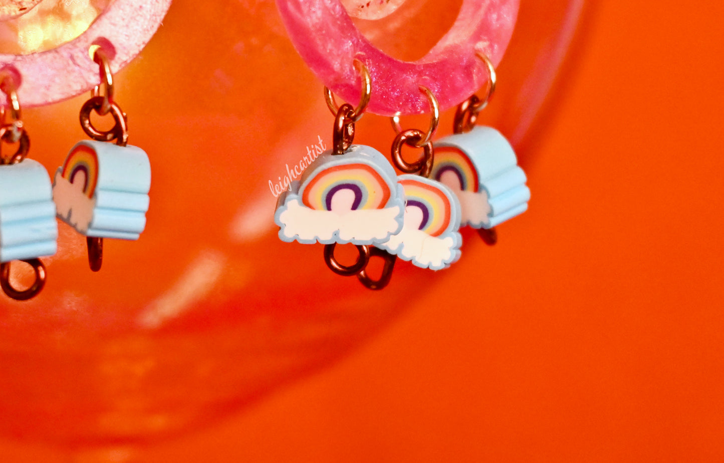 Lesbian Flag and Rainbows Resin Dangle Earrings