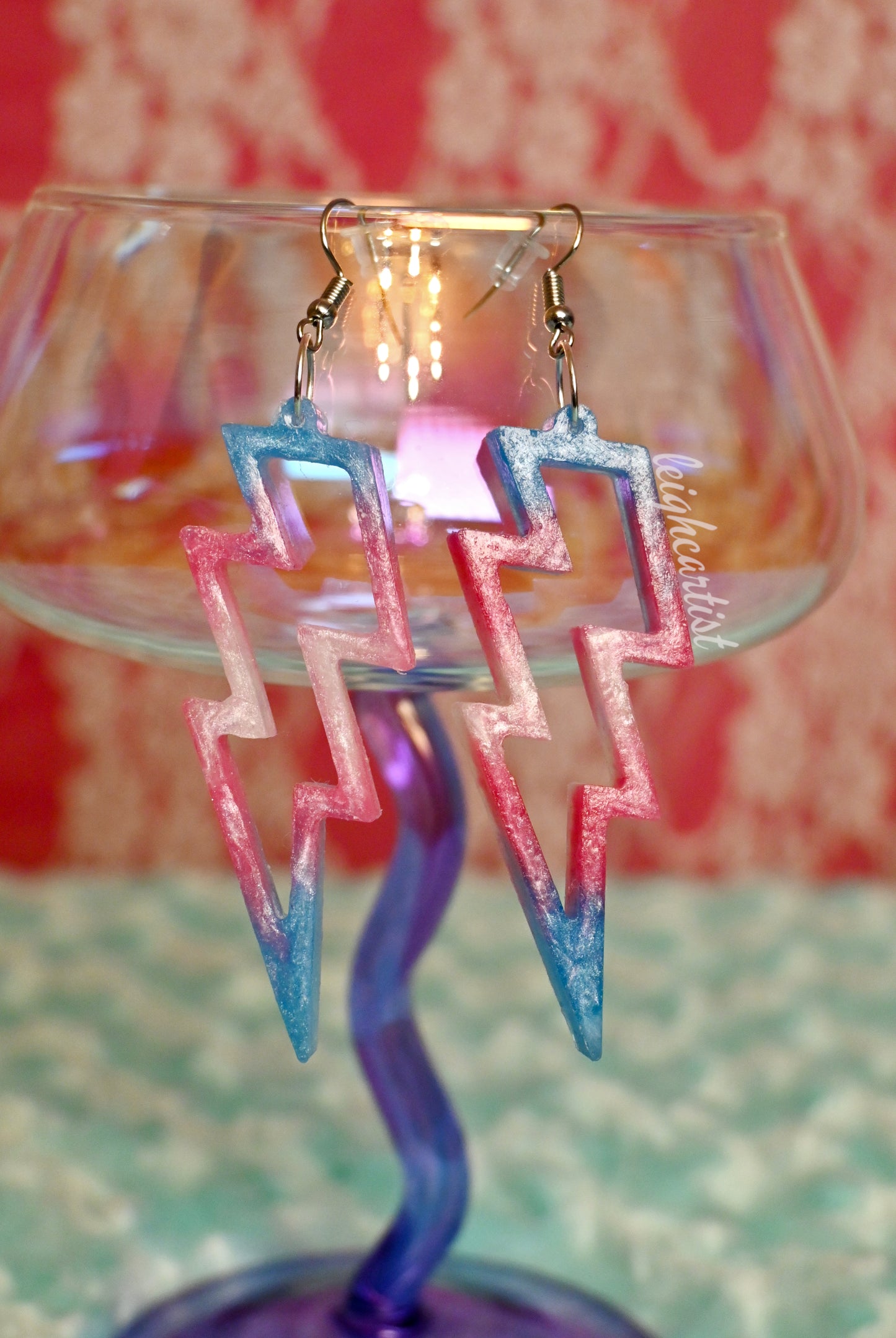 Transgender Flag Lightning Bolts Resin Dangle Earrings