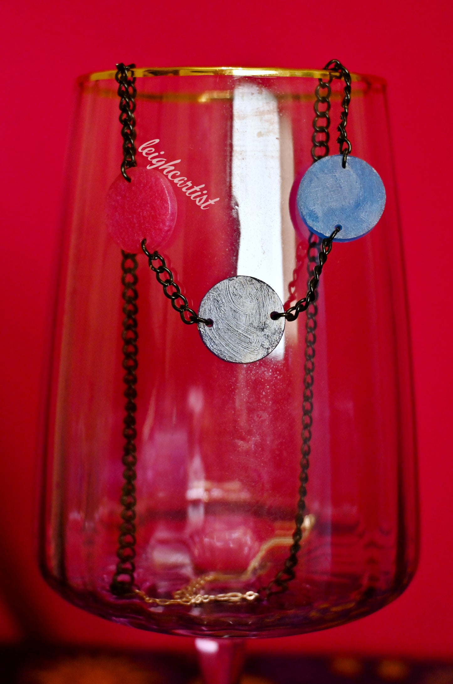 Bisexual Flag Circles Resin Necklace