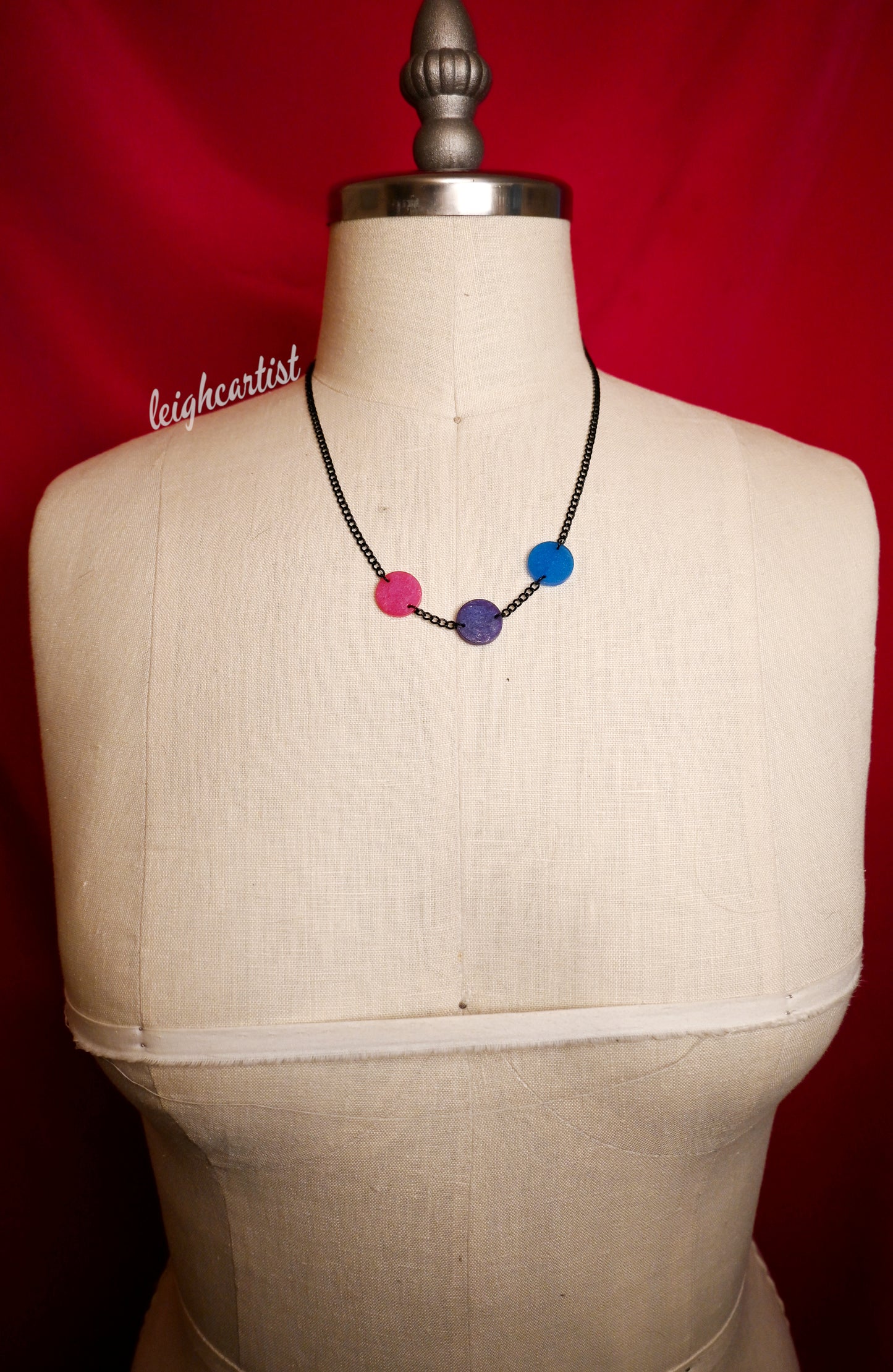 Bisexual Flag Circles Resin Necklace