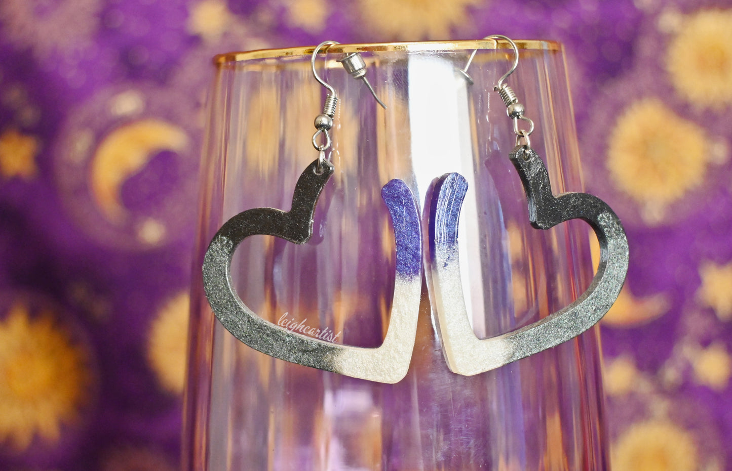Asexual Hollow Hearts Resin Dangle Earrings