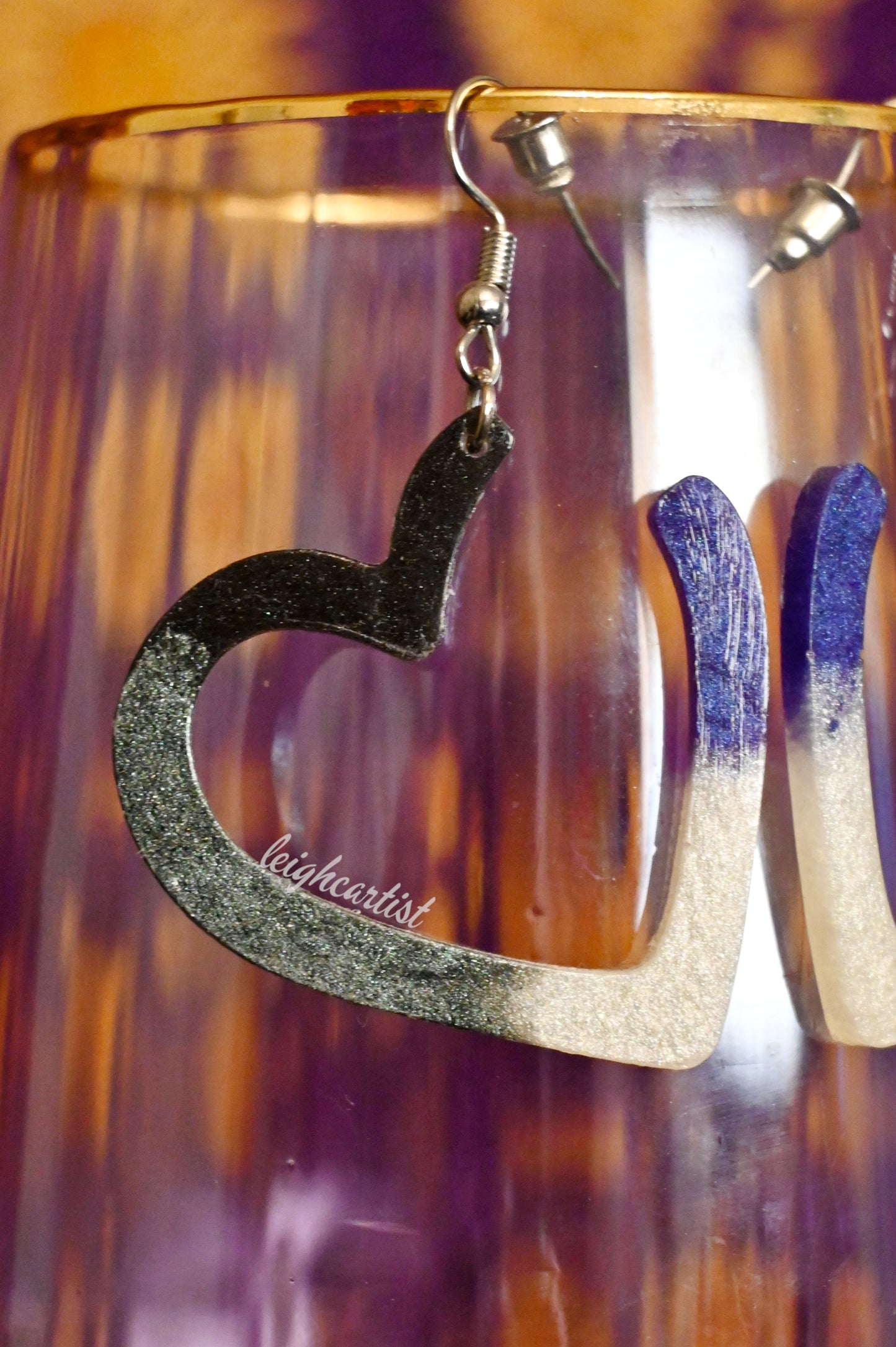 Asexual Hollow Hearts Resin Dangle Earrings