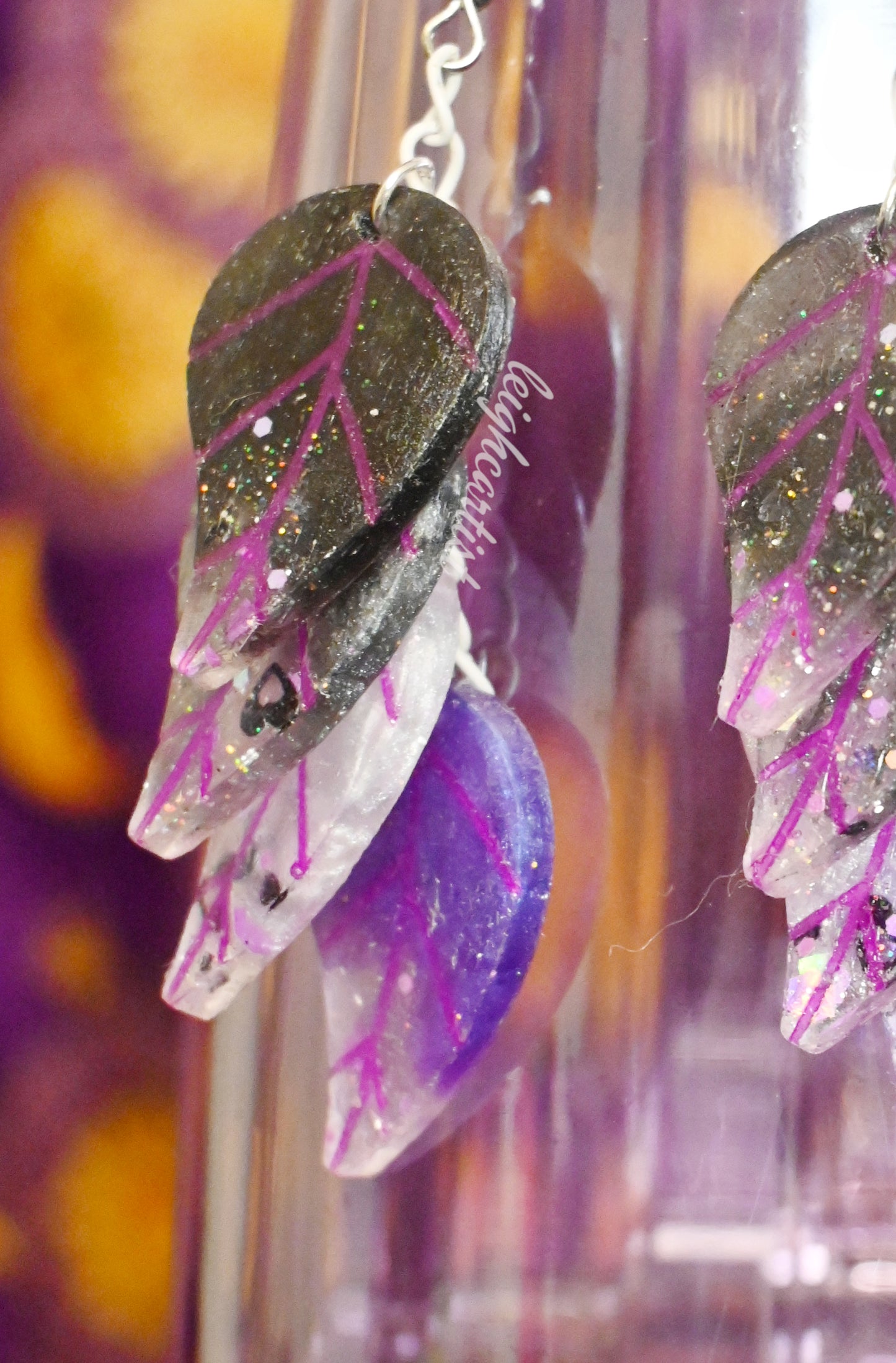 Asexual Flag Leaves Resin Dangle Earrings