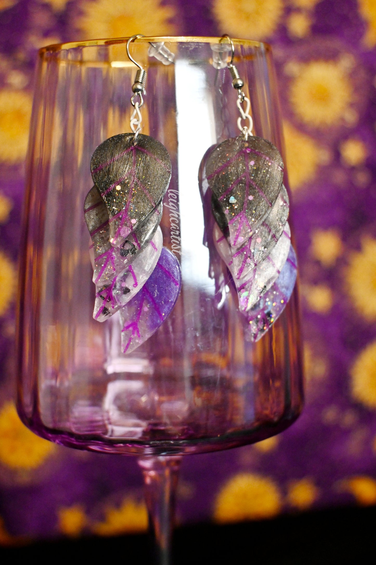 Asexual Flag Leaves Resin Dangle Earrings