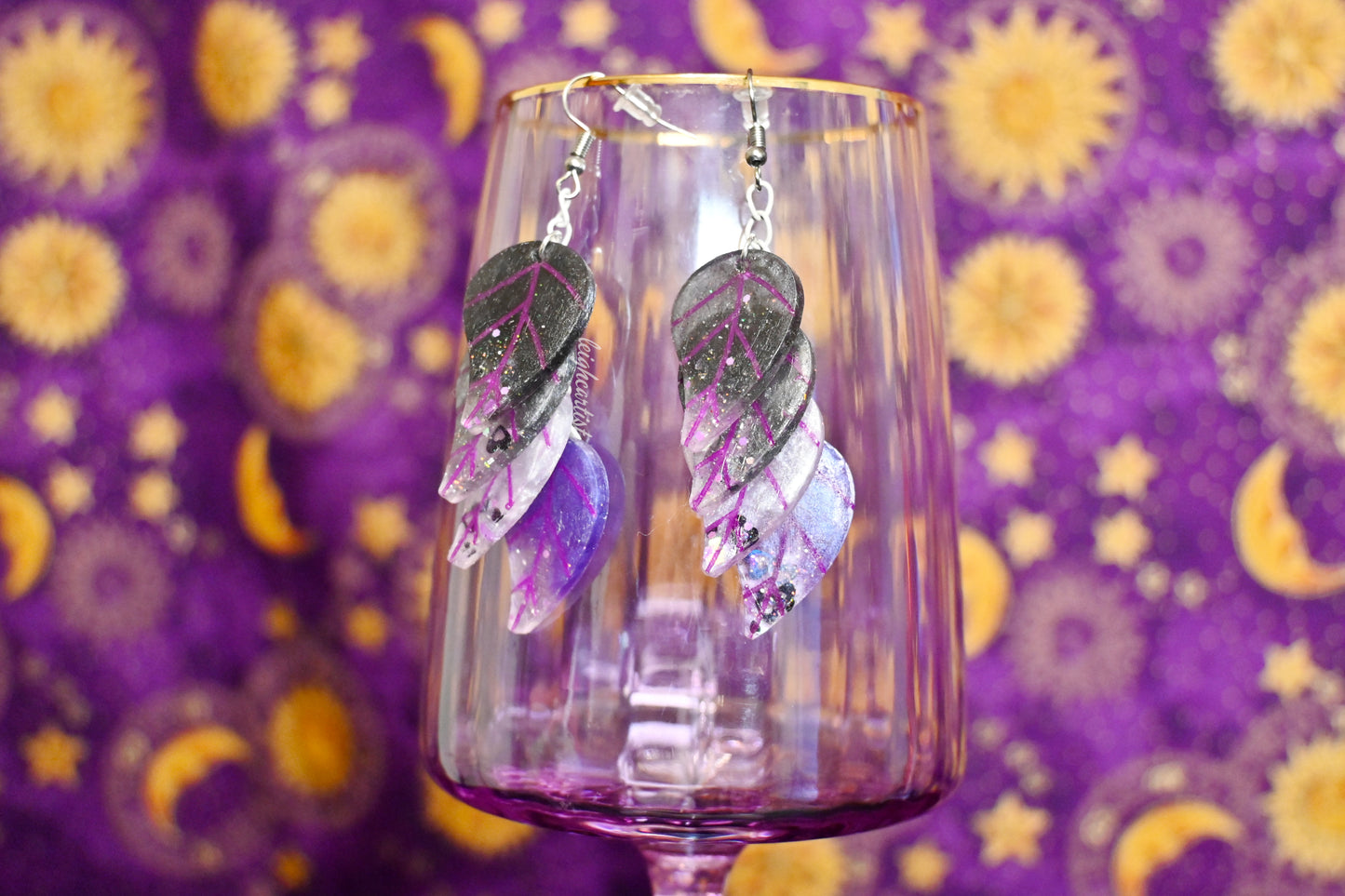 Asexual Flag Leaves Resin Dangle Earrings