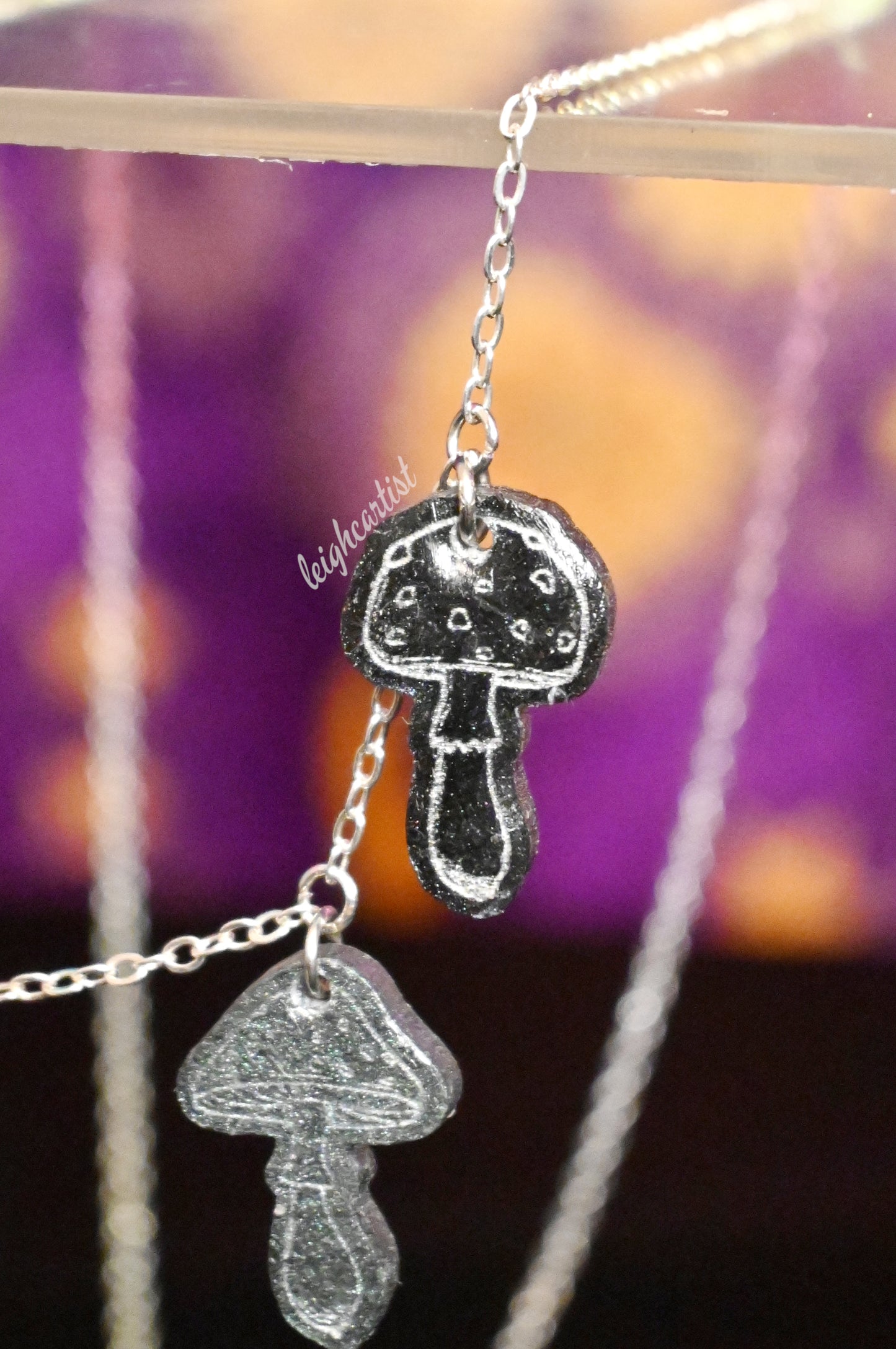 Asexual Flag Mini Mushrooms Resin Necklace