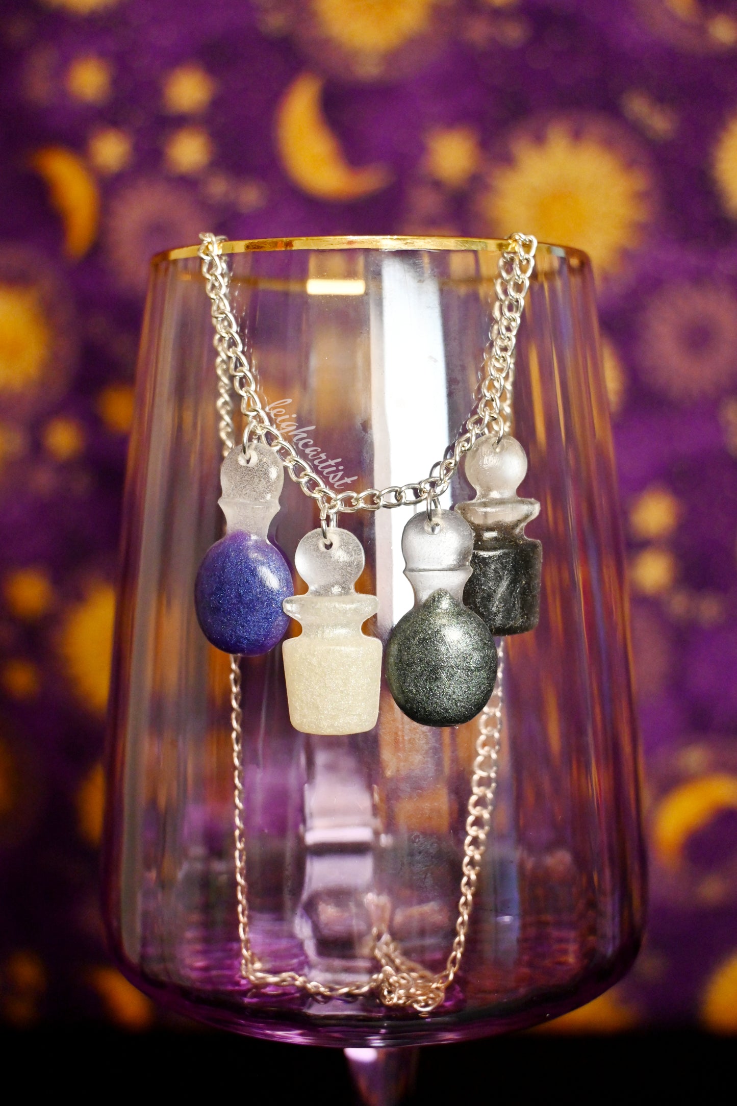 Asexual Flag Potion Bottles Resin Necklace