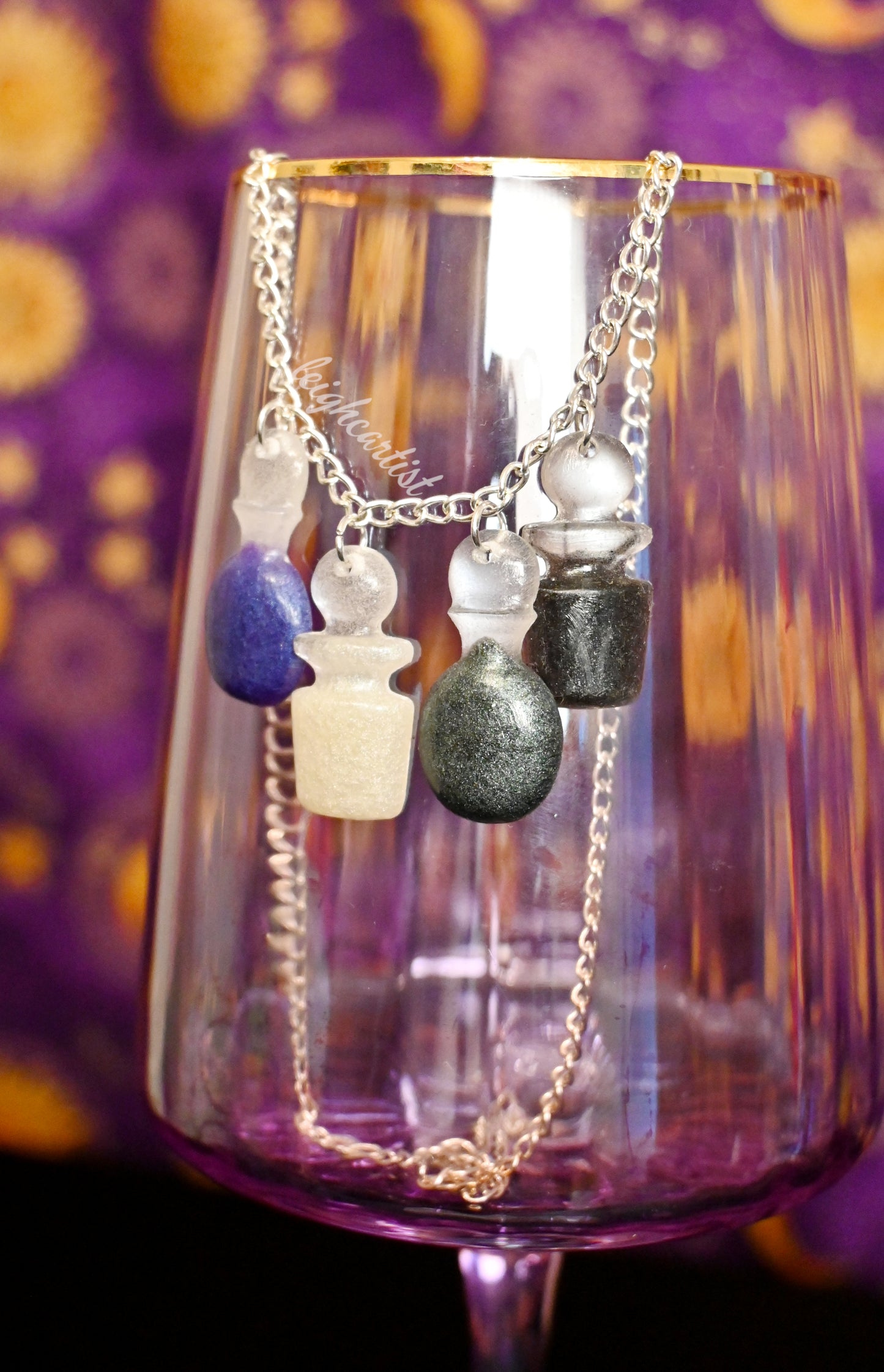 Asexual Flag Potion Bottles Resin Necklace