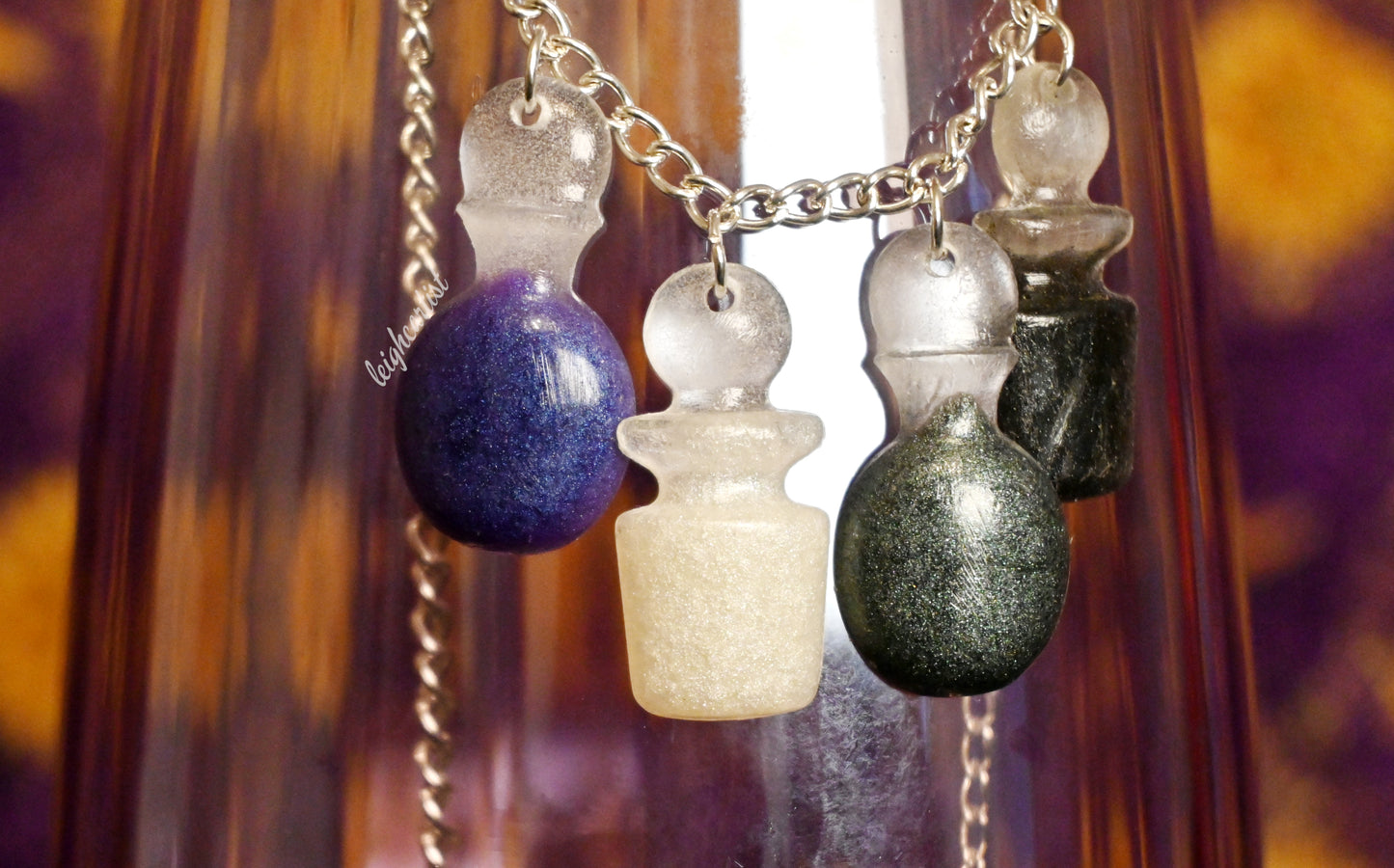 Asexual Flag Potion Bottles Resin Necklace