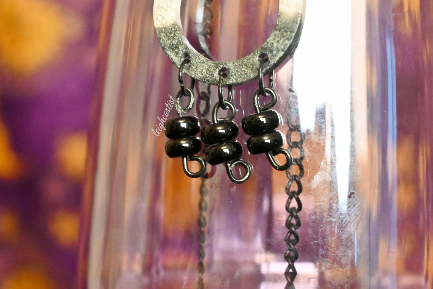 Asexual Flag Beaded Teardrop Resin Necklace