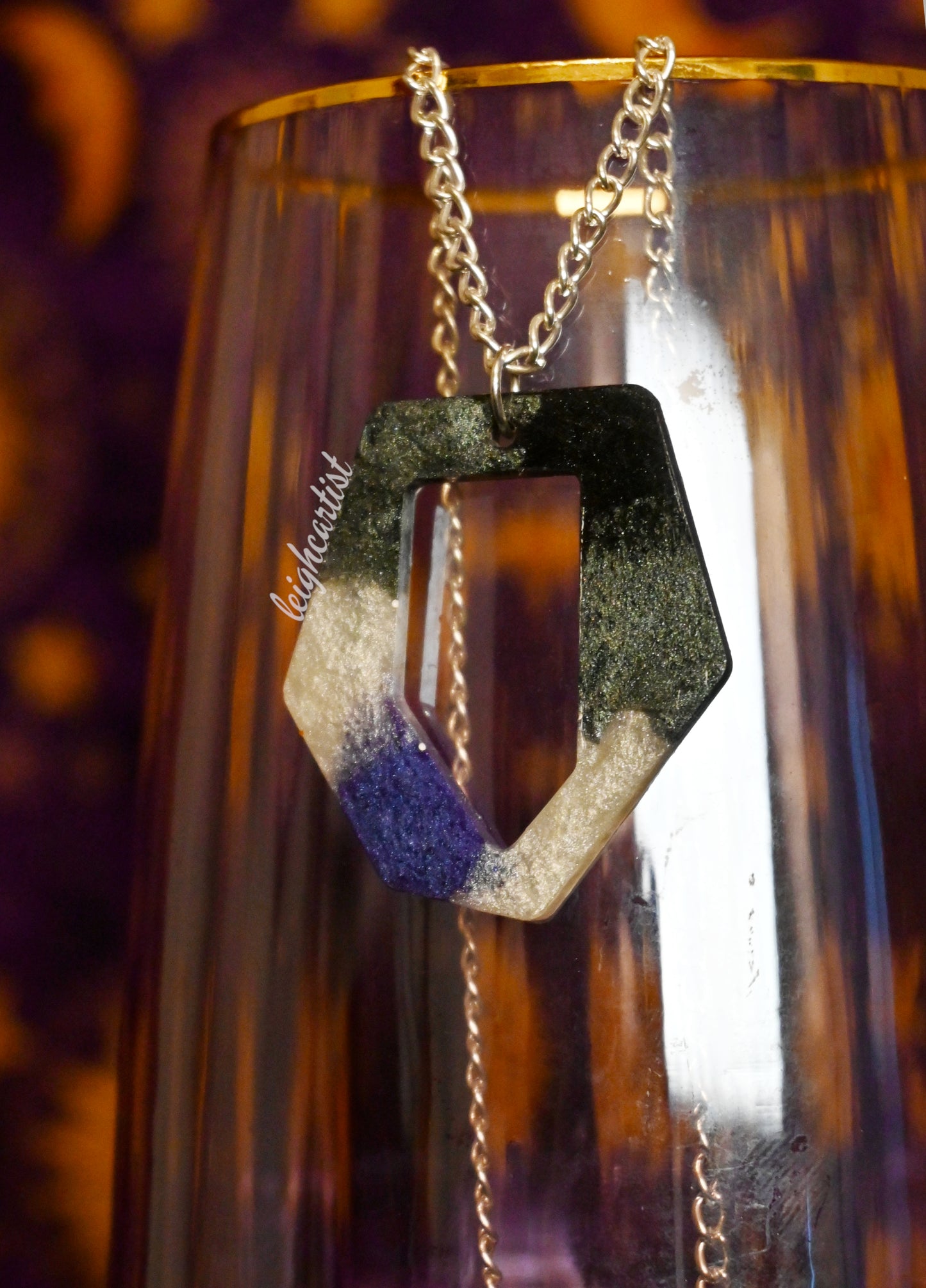Asexual Flag Geometric Resin Necklace