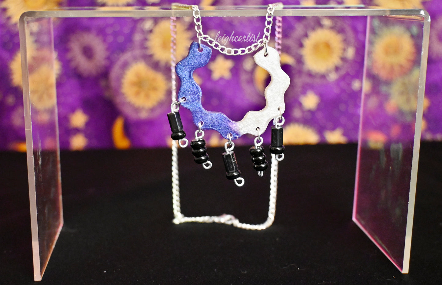 Wavy Beaded Asexual Flag Resin Necklace