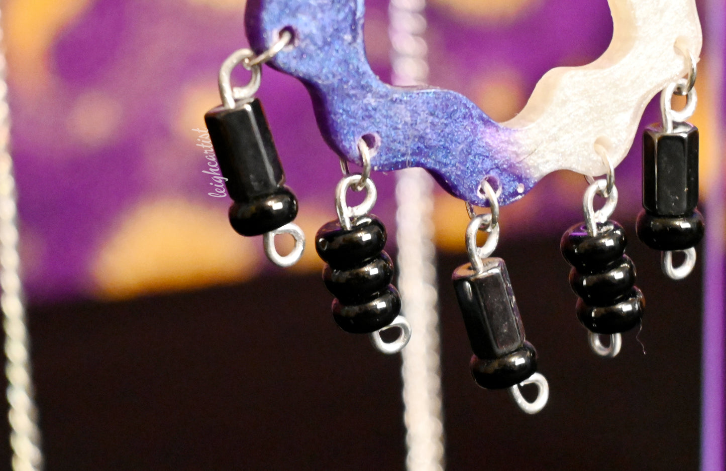Wavy Beaded Asexual Flag Resin Necklace