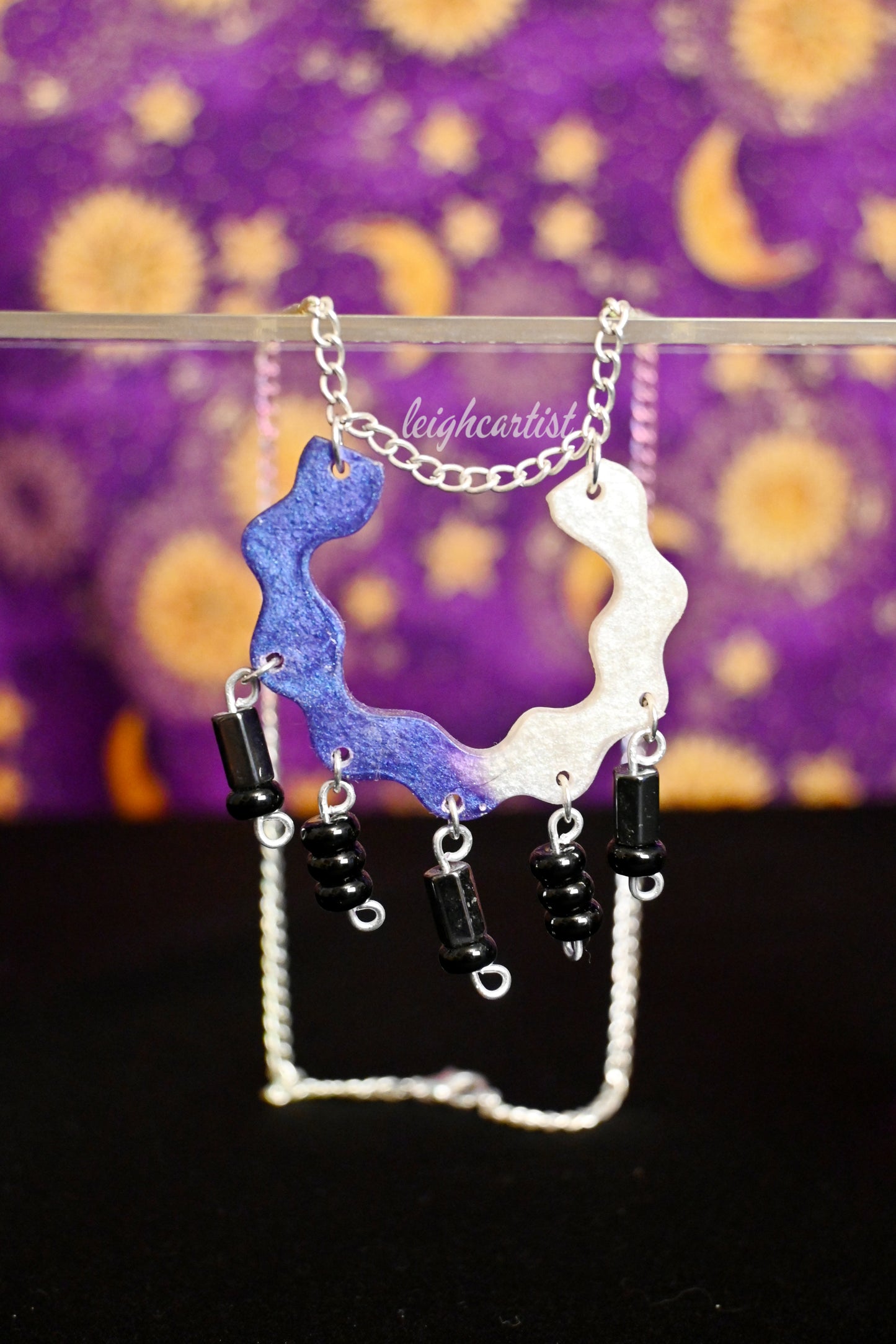 Wavy Beaded Asexual Flag Resin Necklace