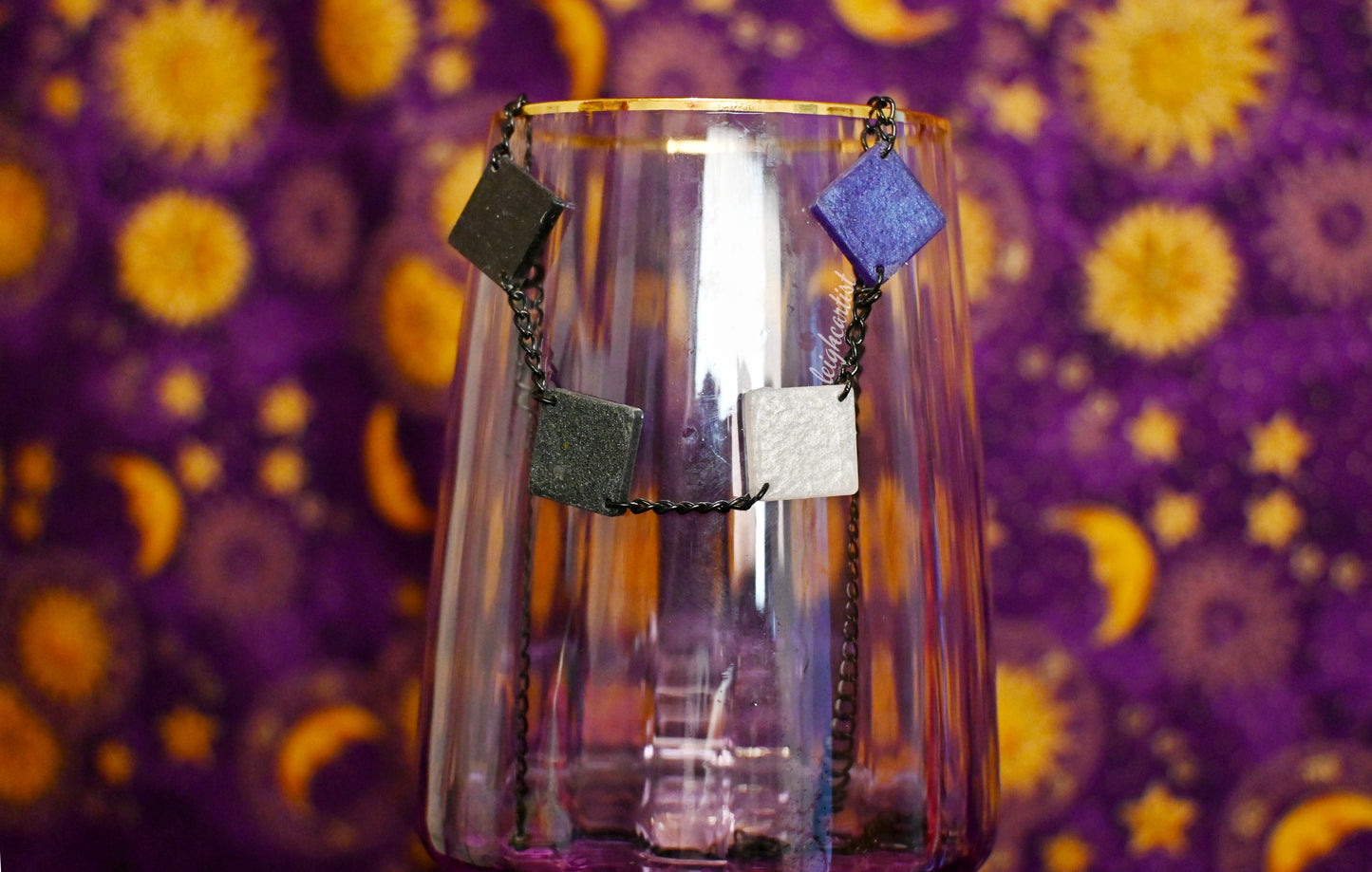 Asexual Flag Diamond Shapes Resin Necklace