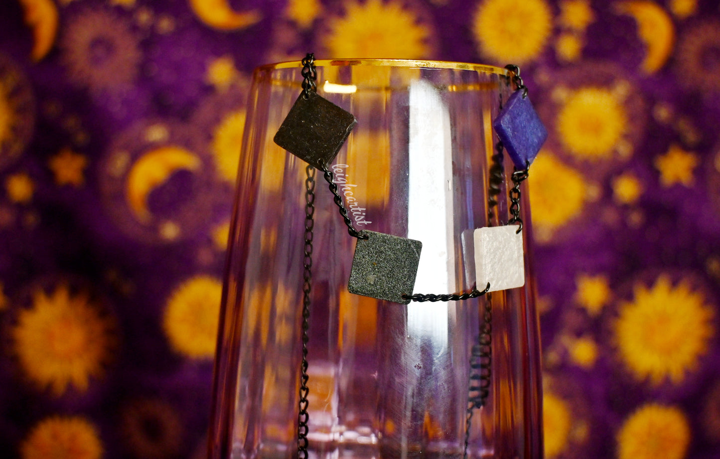 Asexual Flag Diamond Shapes Resin Necklace