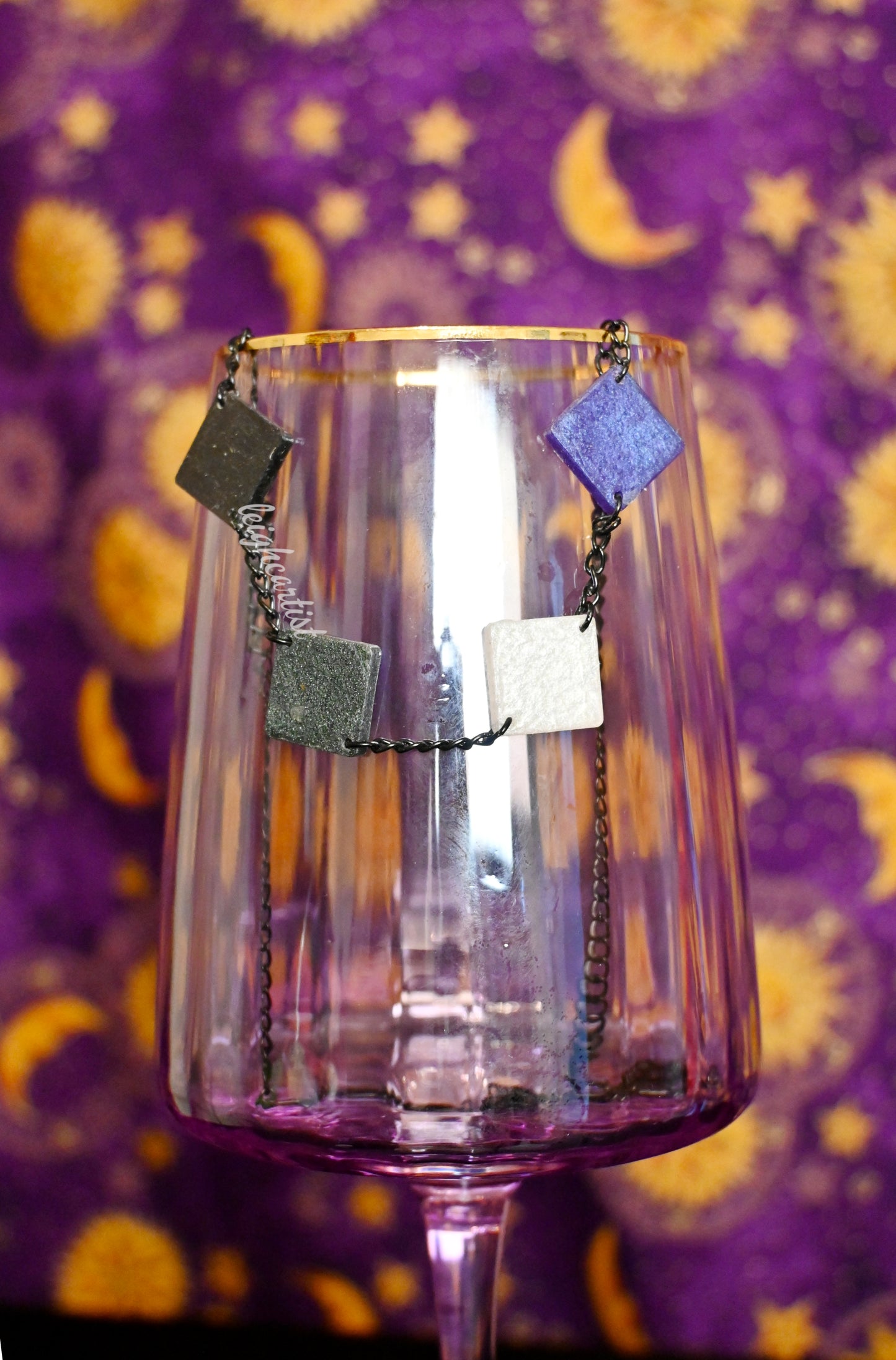 Asexual Flag Diamond Shapes Resin Necklace