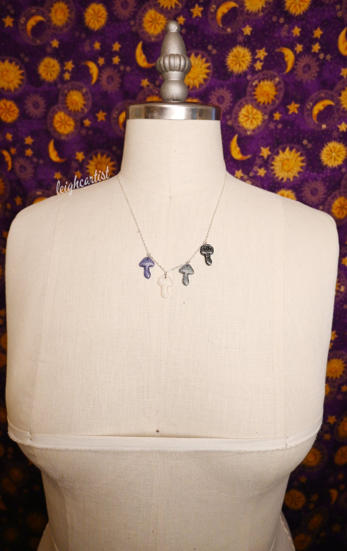Asexual Flag Mini Mushrooms Resin Necklace