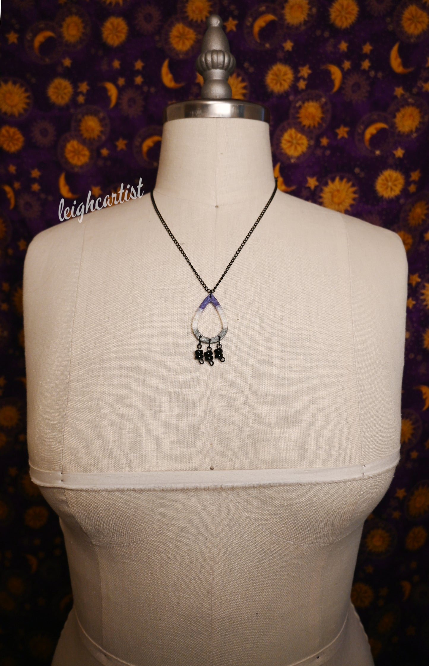 Asexual Flag Beaded Teardrop Resin Necklace