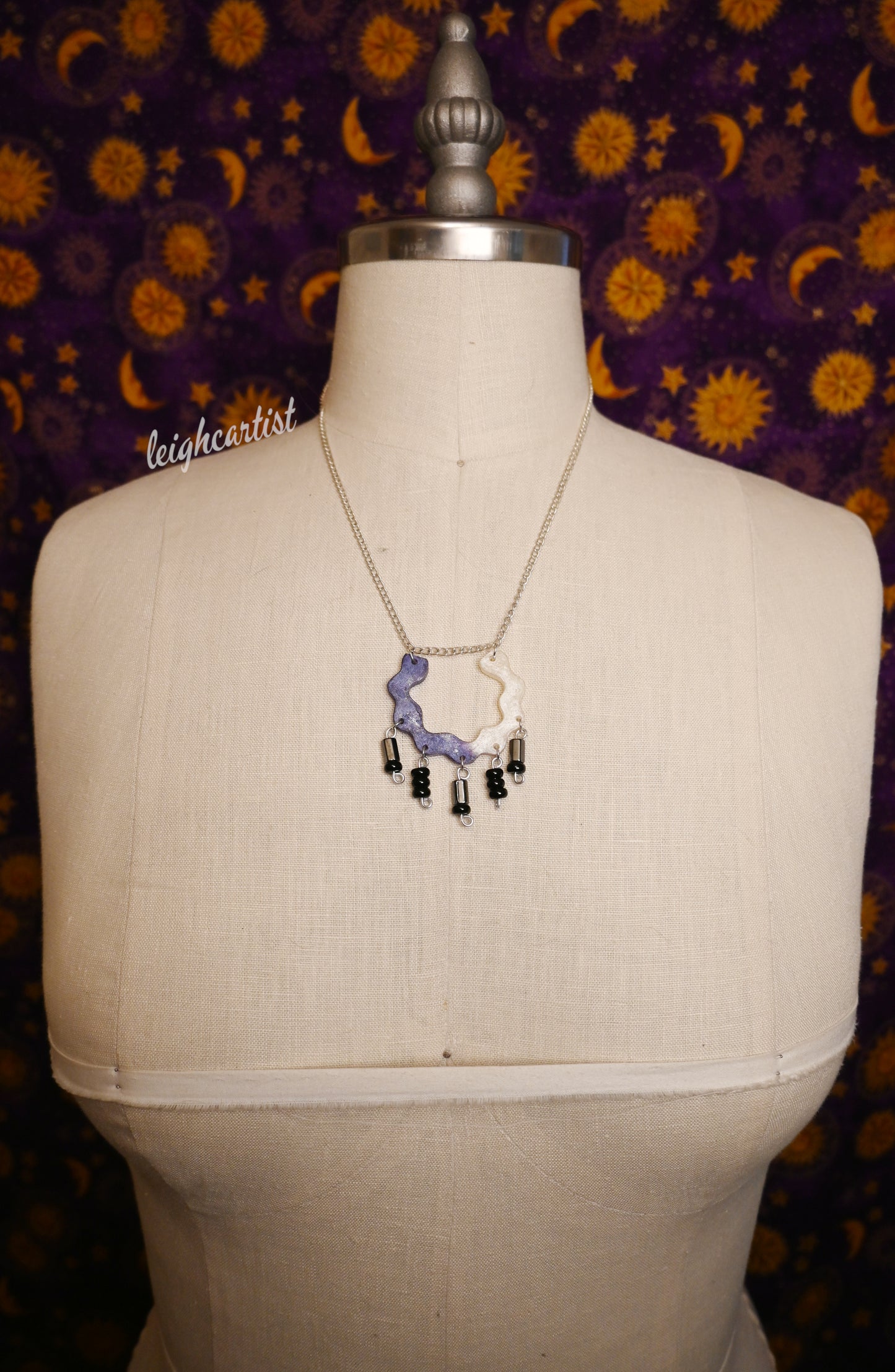 Wavy Beaded Asexual Flag Resin Necklace