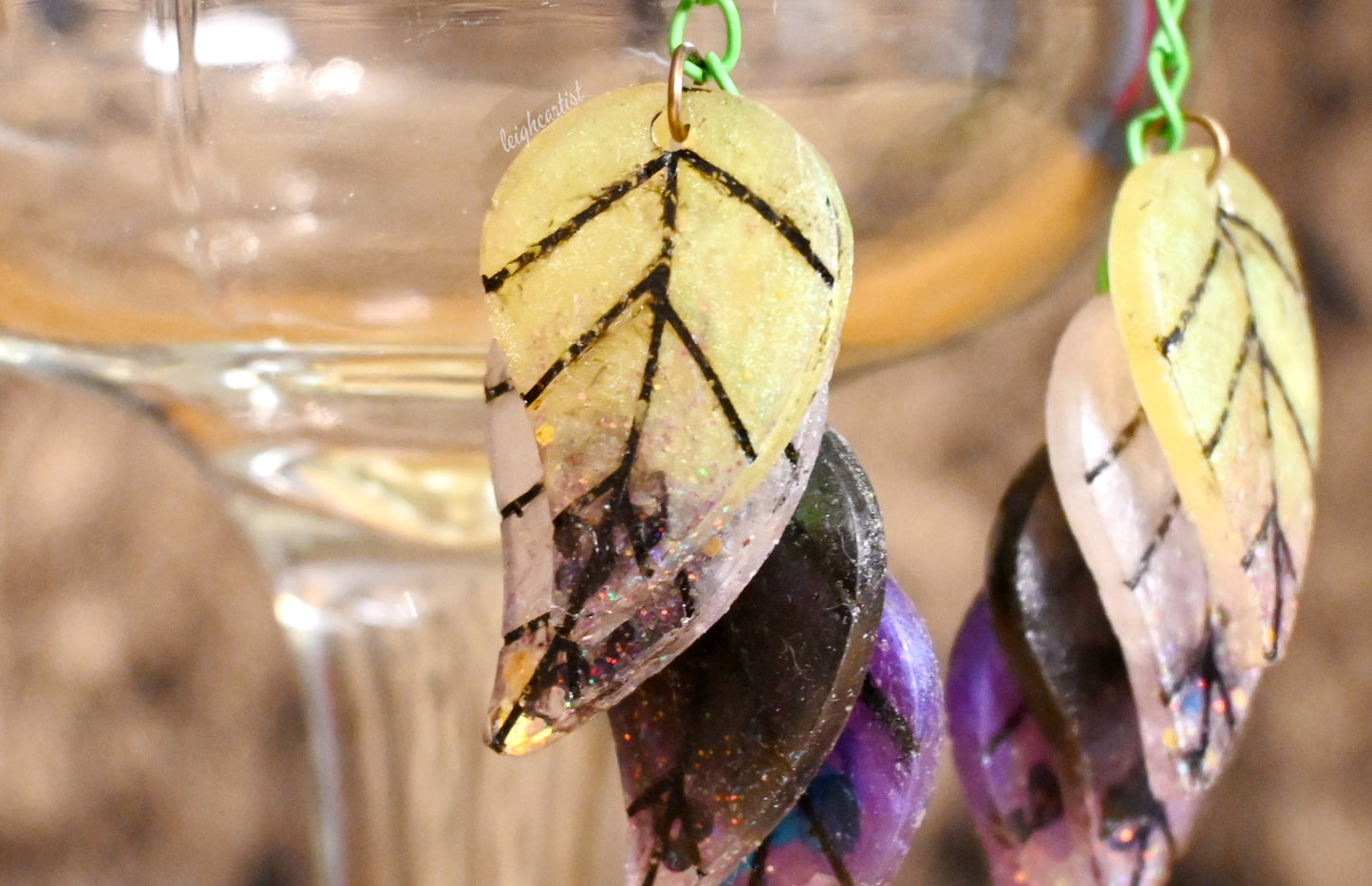 Nonbinary Flag Leaves Resin Dangle Earrings