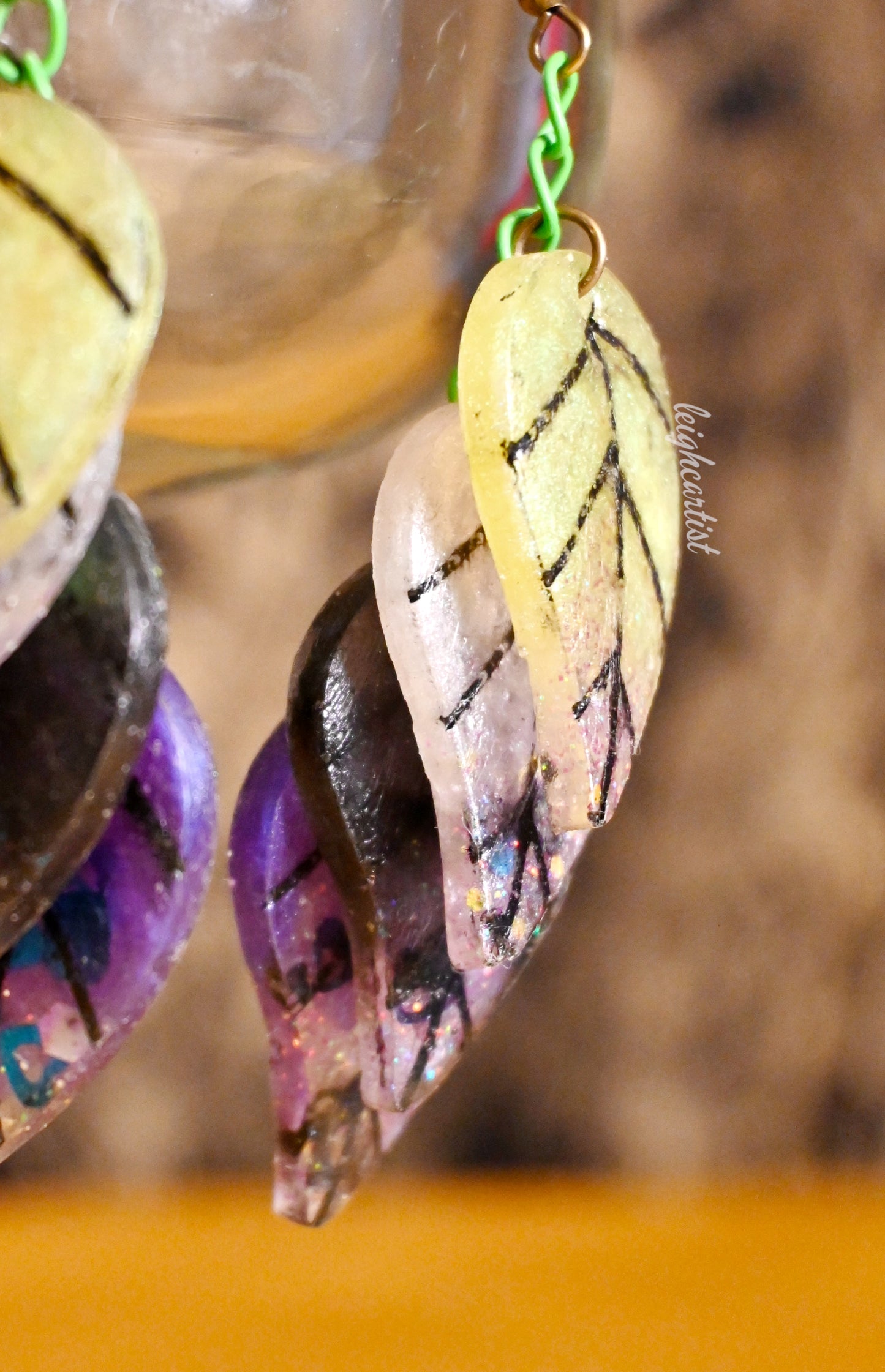 Nonbinary Flag Leaves Resin Dangle Earrings