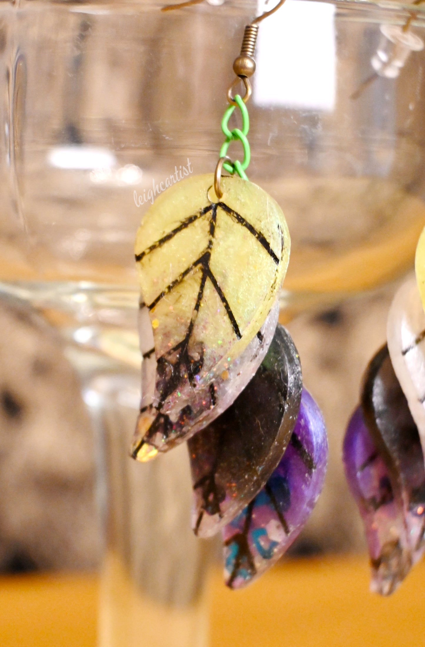 Nonbinary Flag Leaves Resin Dangle Earrings