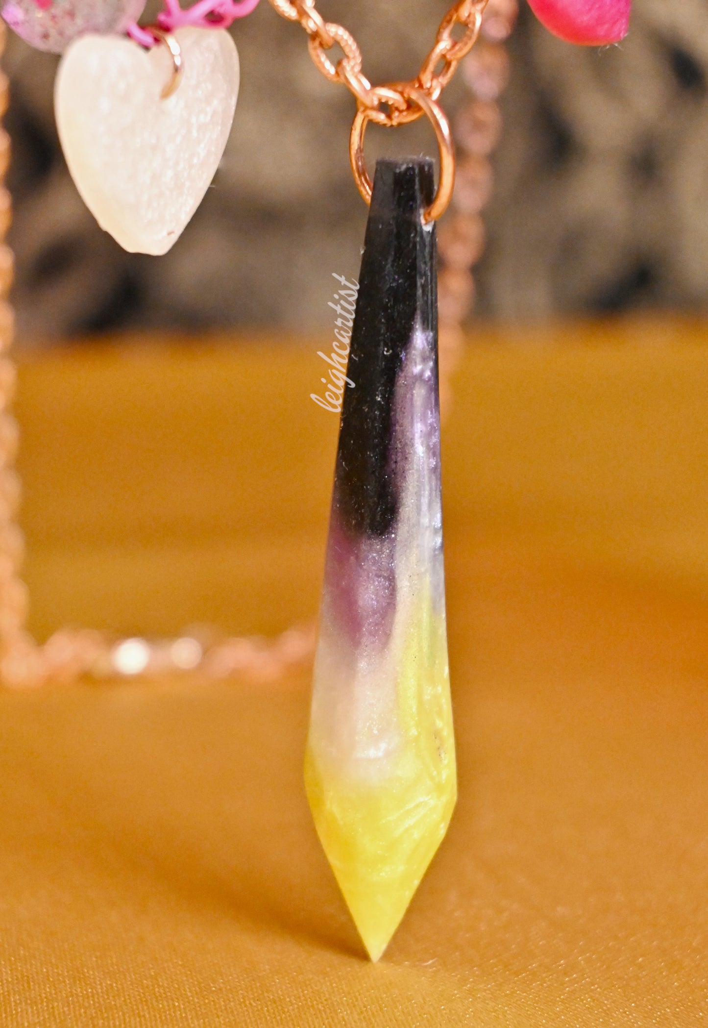 Nonbinary Flag Crystal Resin Necklace