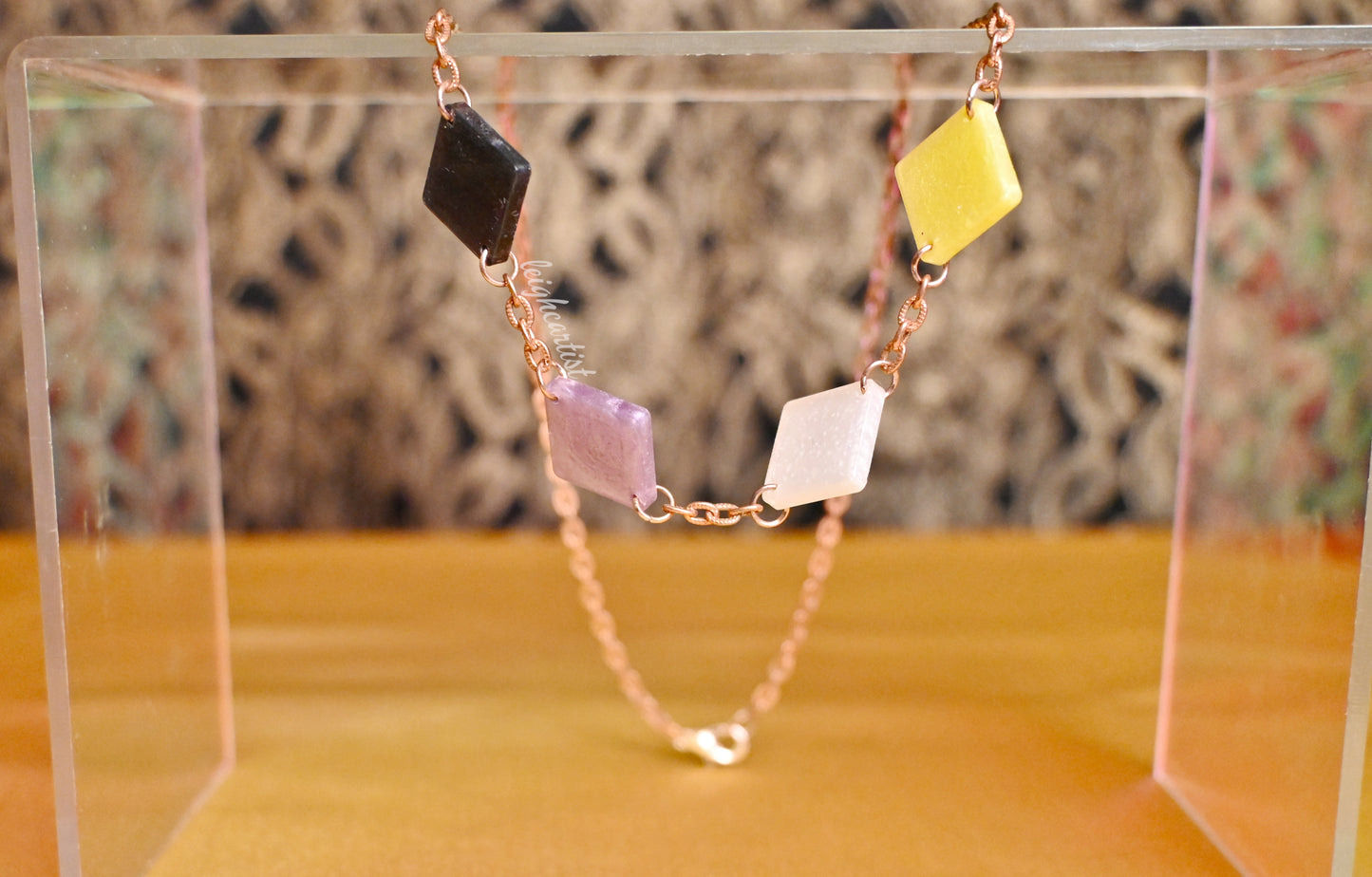 Nonbinary Flag Diamond Shapes Resin Necklace