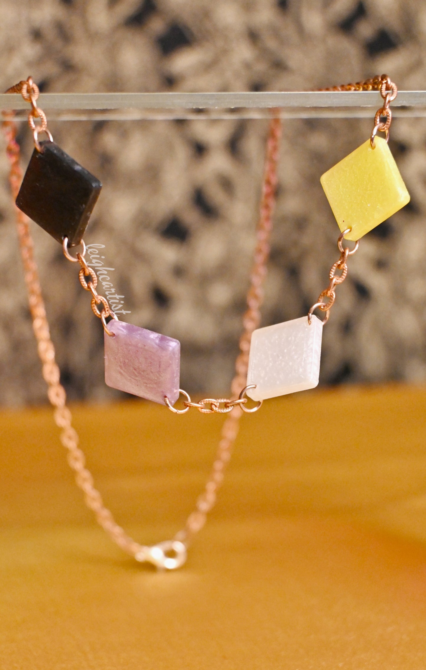 Nonbinary Flag Diamond Shapes Resin Necklace