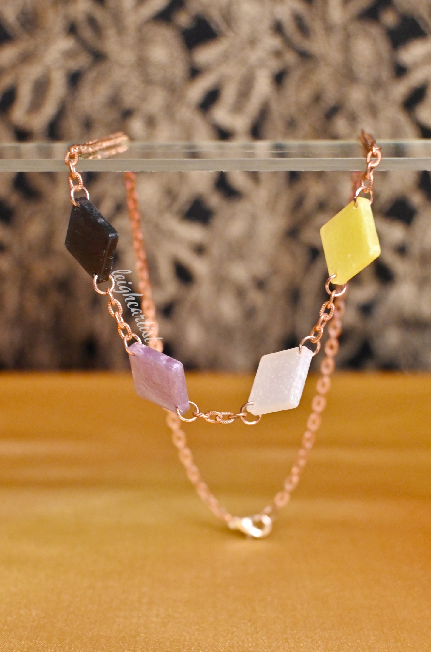 Nonbinary Flag Diamond Shapes Resin Necklace
