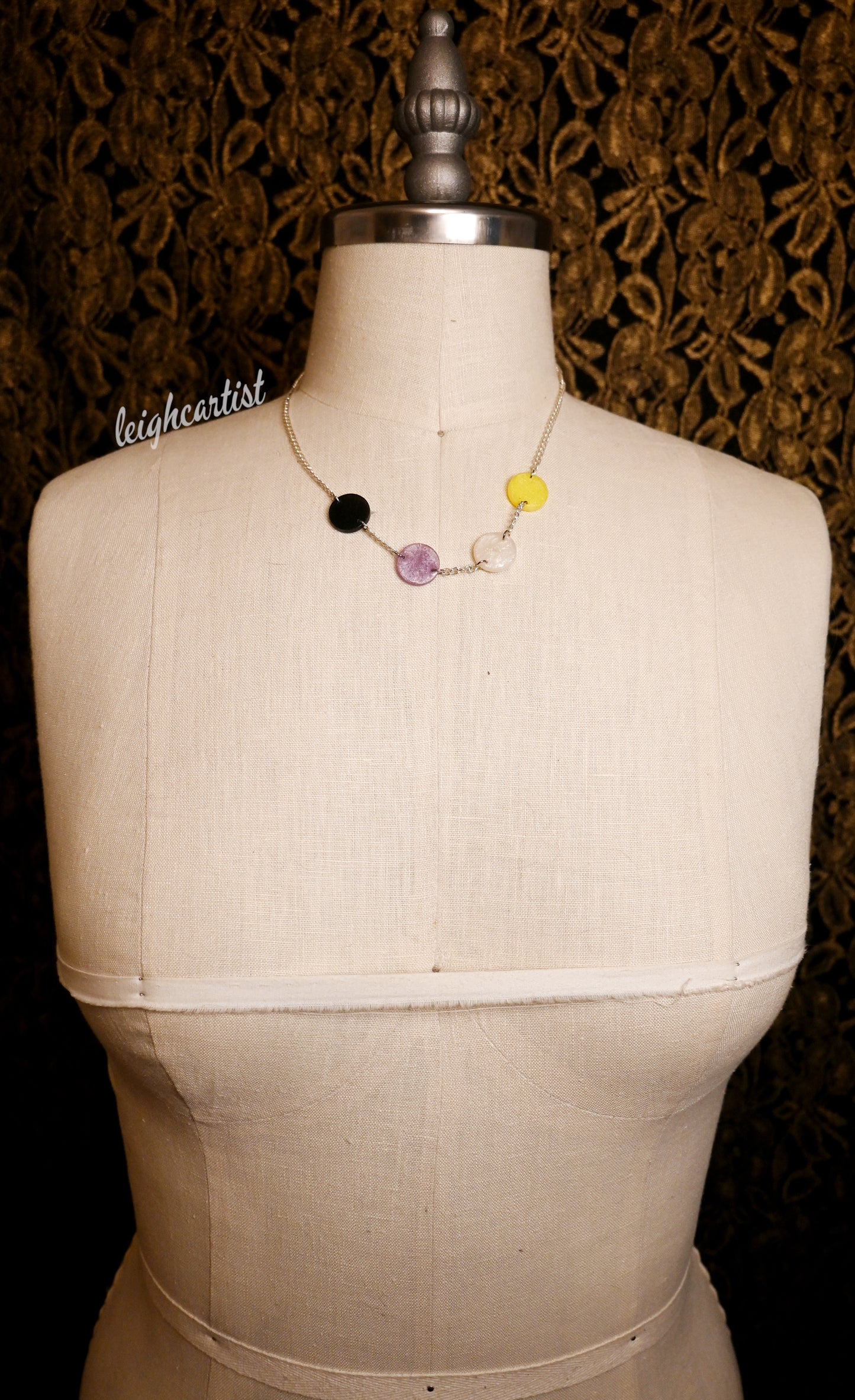 Nonbinary Flag Circles Resin Necklace