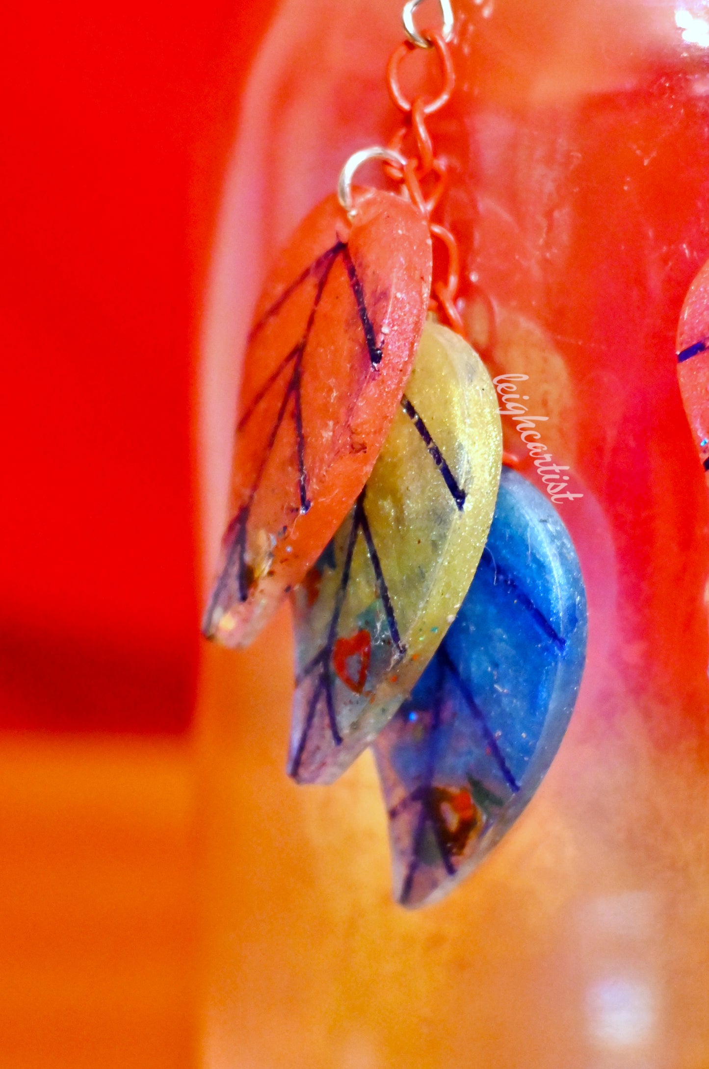 Pansexual Flag Leaves Resin Dangle Earrings