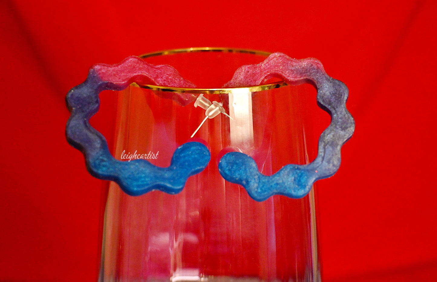 Bisexual Flag Wavy Resin Hoop Earrings