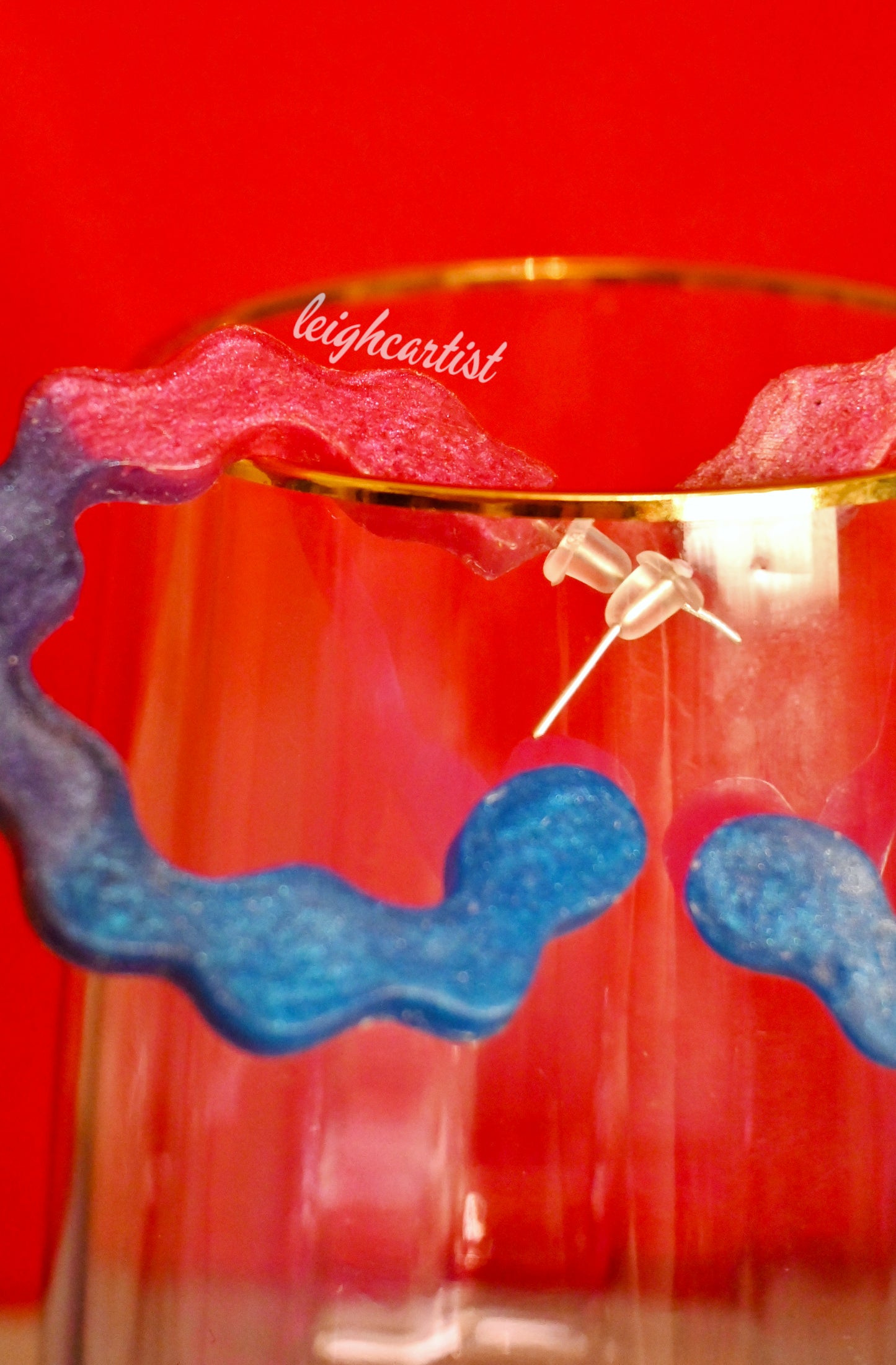 Bisexual Flag Wavy Resin Hoop Earrings
