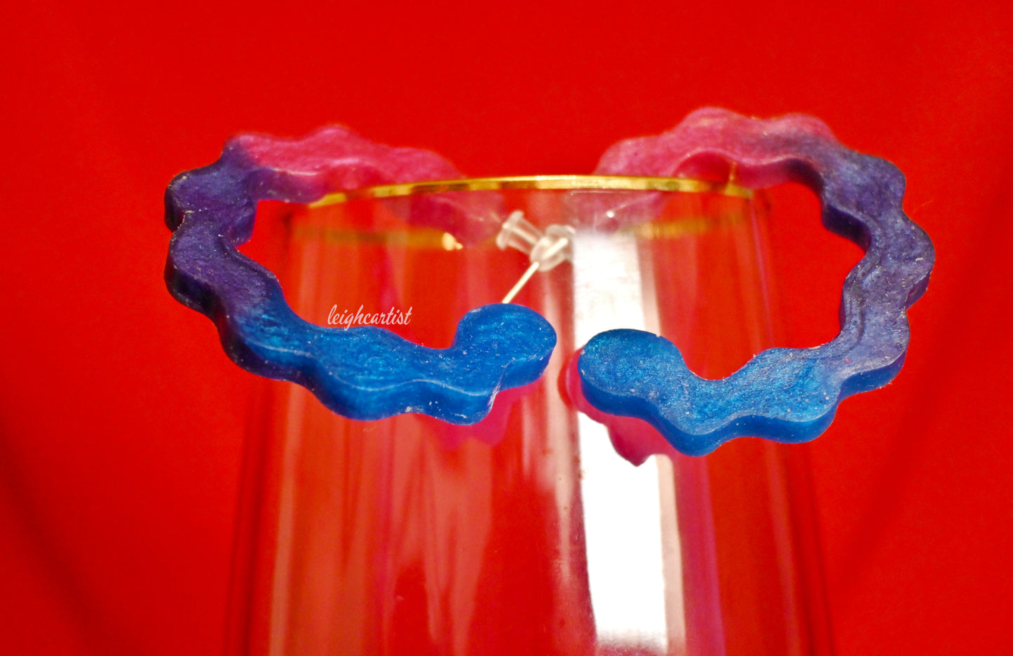 Bisexual Flag Wavy Resin Hoop Earrings