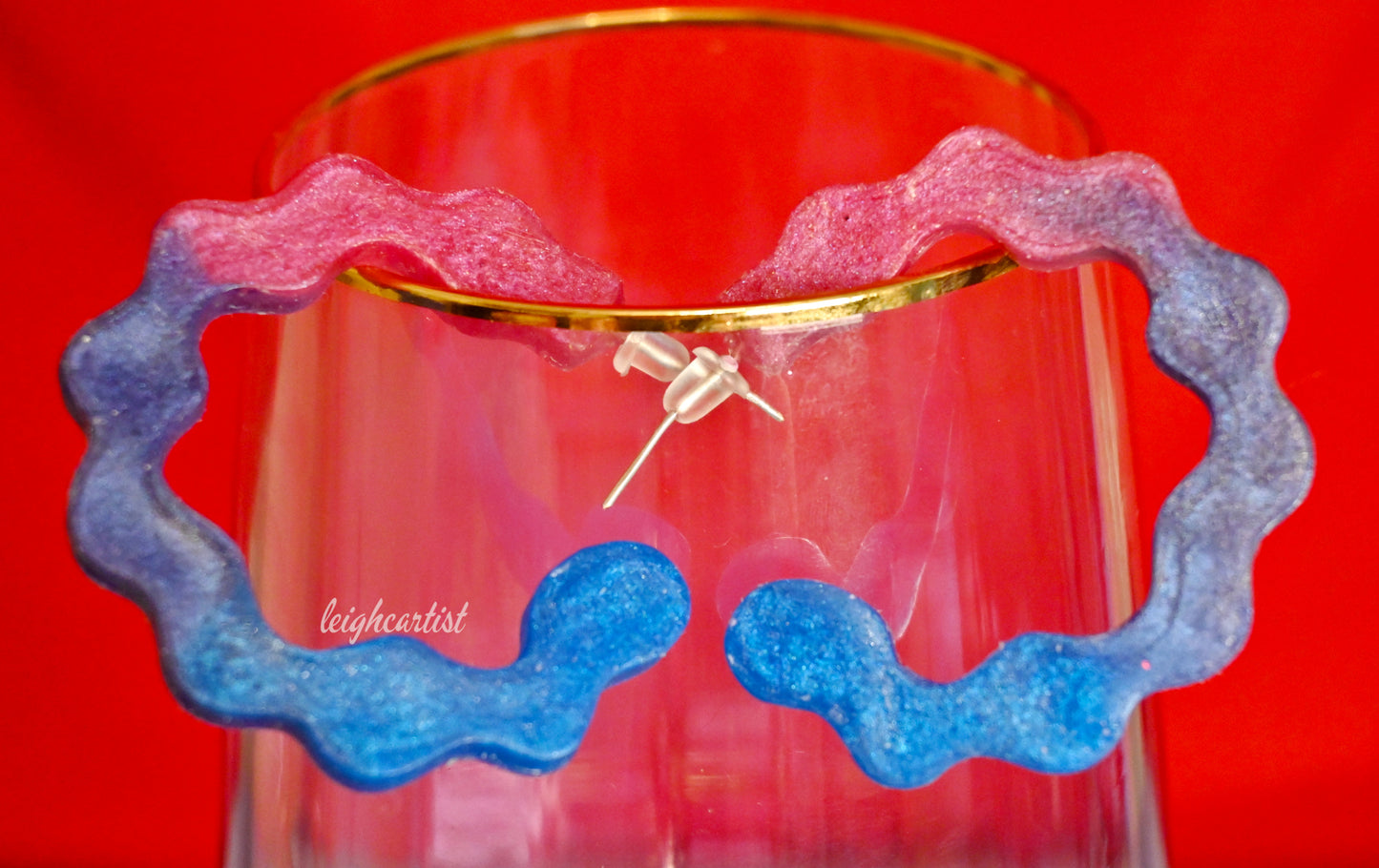 Bisexual Flag Wavy Resin Hoop Earrings