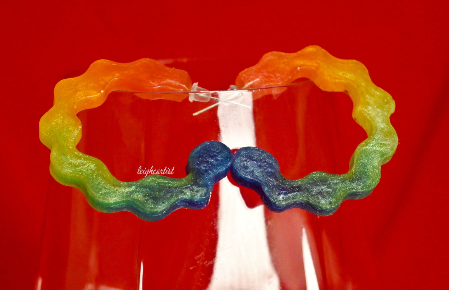 Rainbow Flag Wavy Resin Hoop Earrings