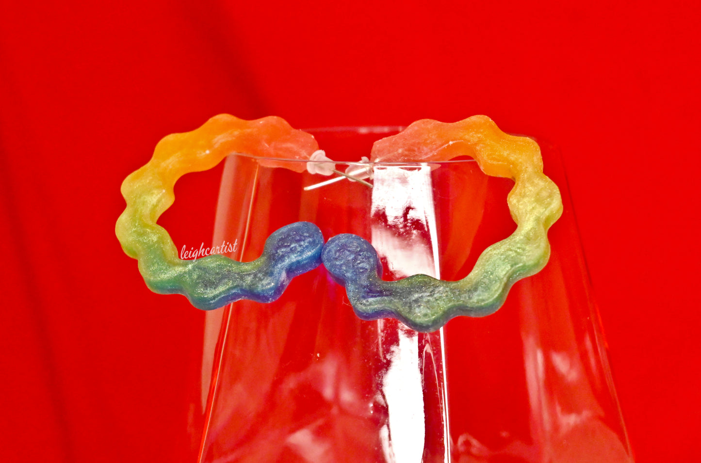 Rainbow Flag Wavy Resin Hoop Earrings