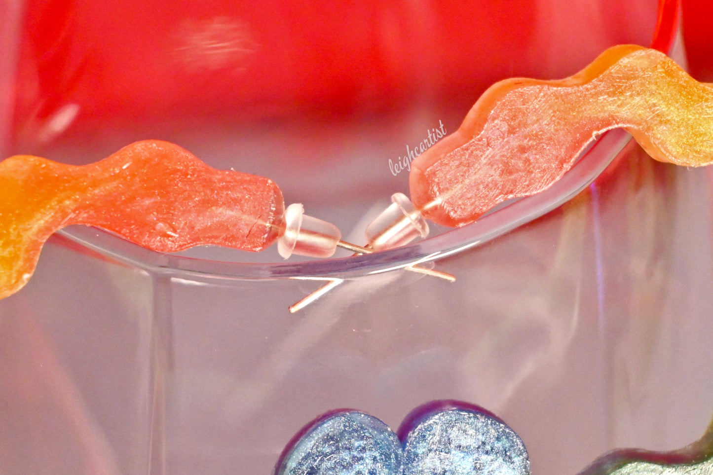 Rainbow Flag Wavy Resin Hoop Earrings