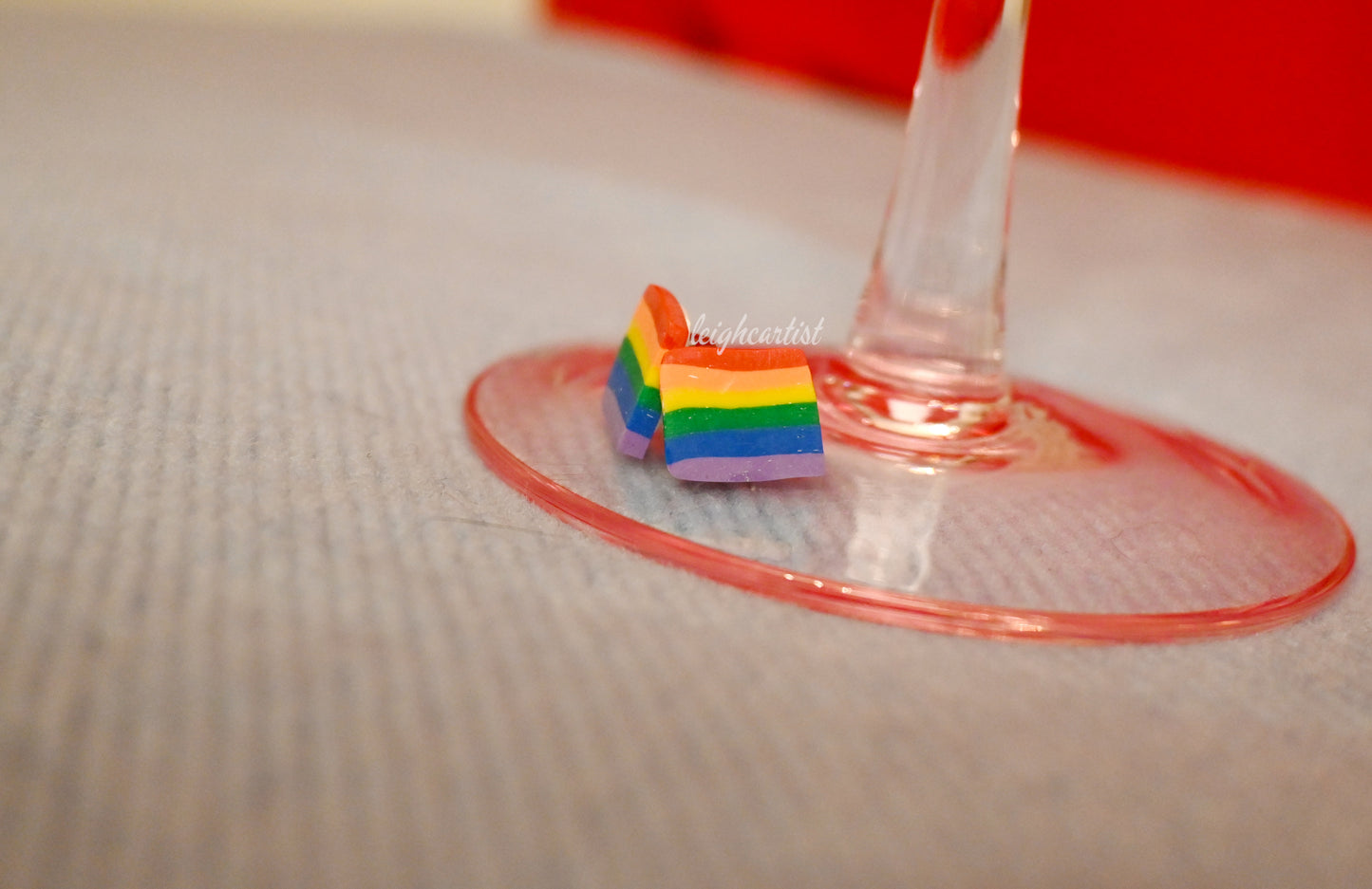 Rainbow Stripes Clay Stud Earrings
