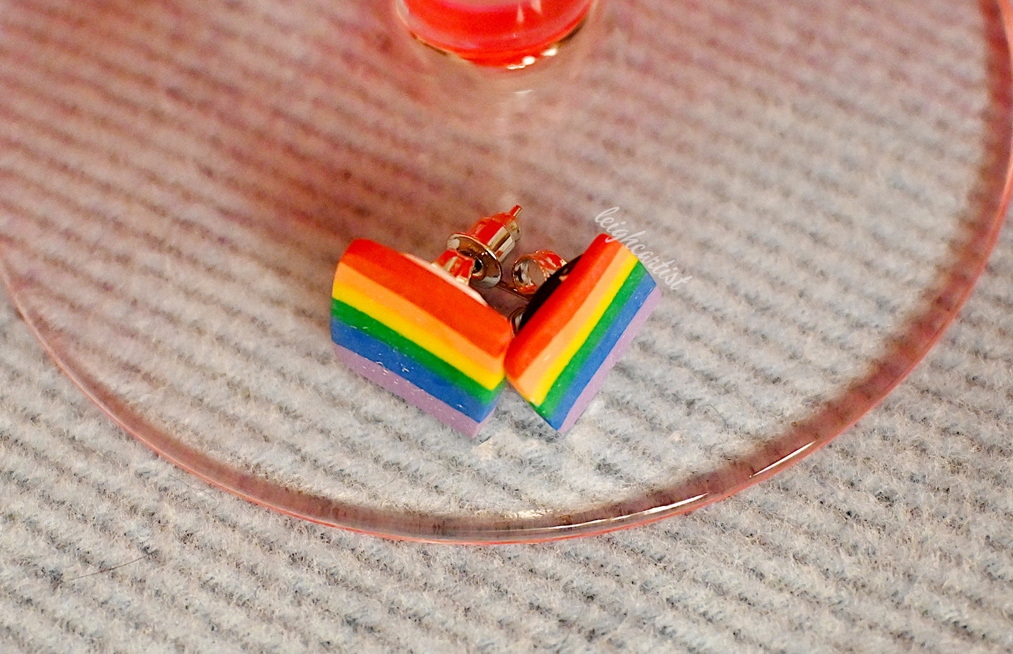 Rainbow Stripes Clay Stud Earrings