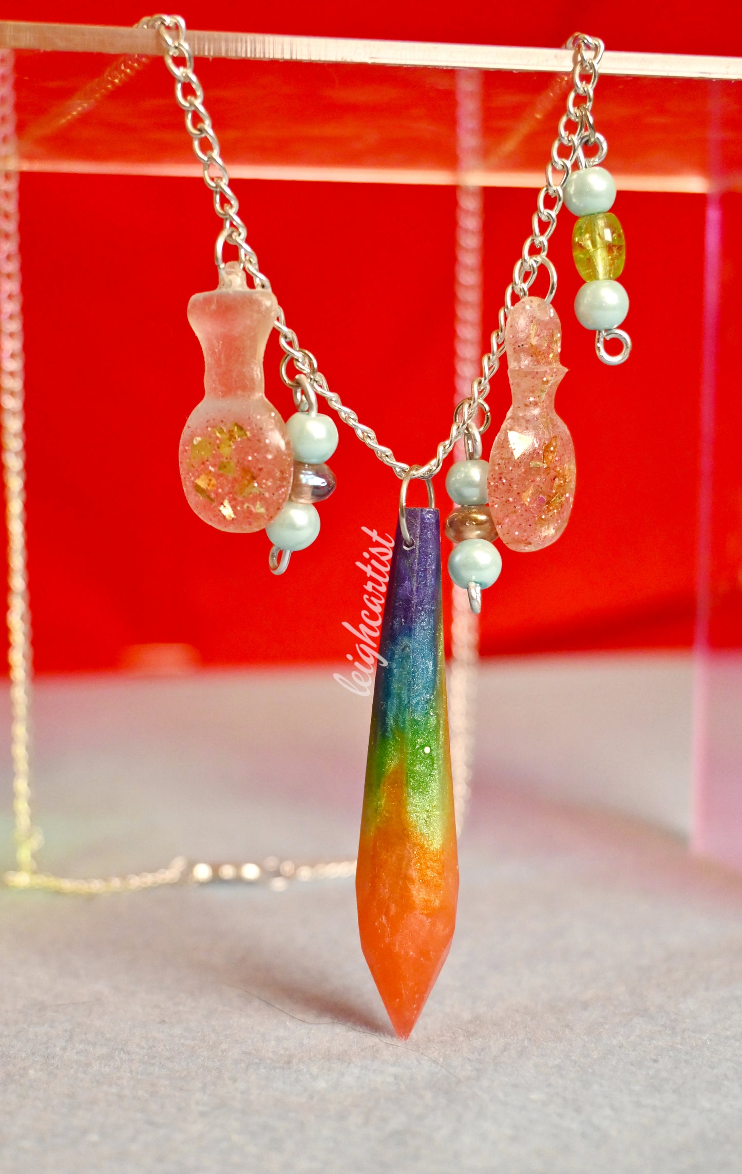 Rainbow Flag Cutesy Crystal Resin Necklace