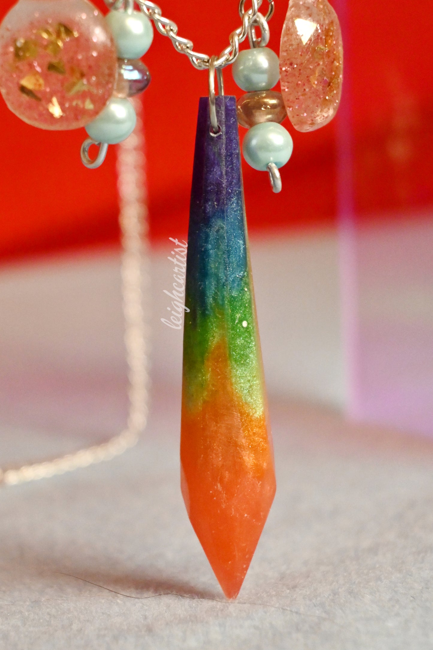 Rainbow Flag Cutesy Crystal Resin Necklace