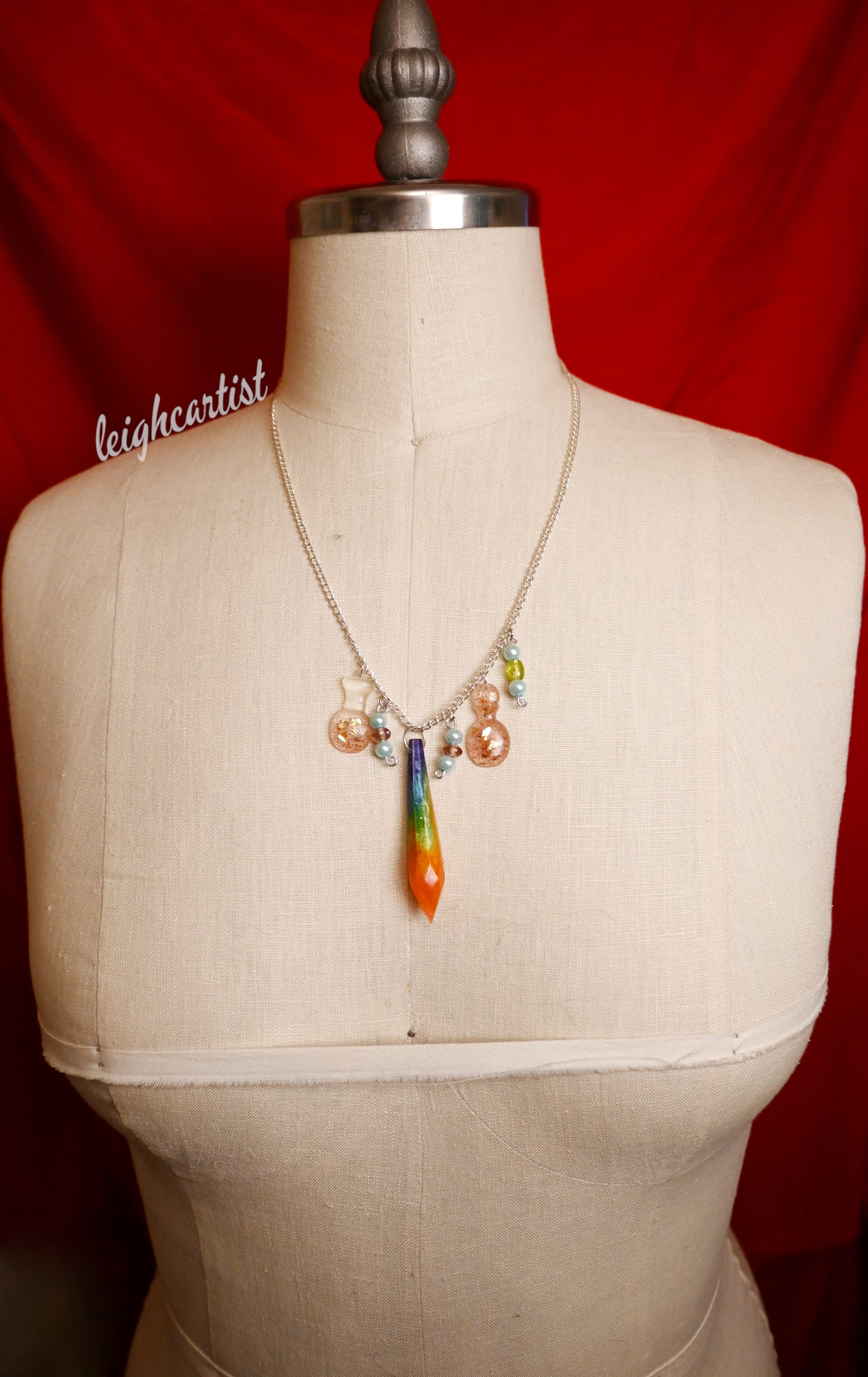 Rainbow Flag Cutesy Crystal Resin Necklace