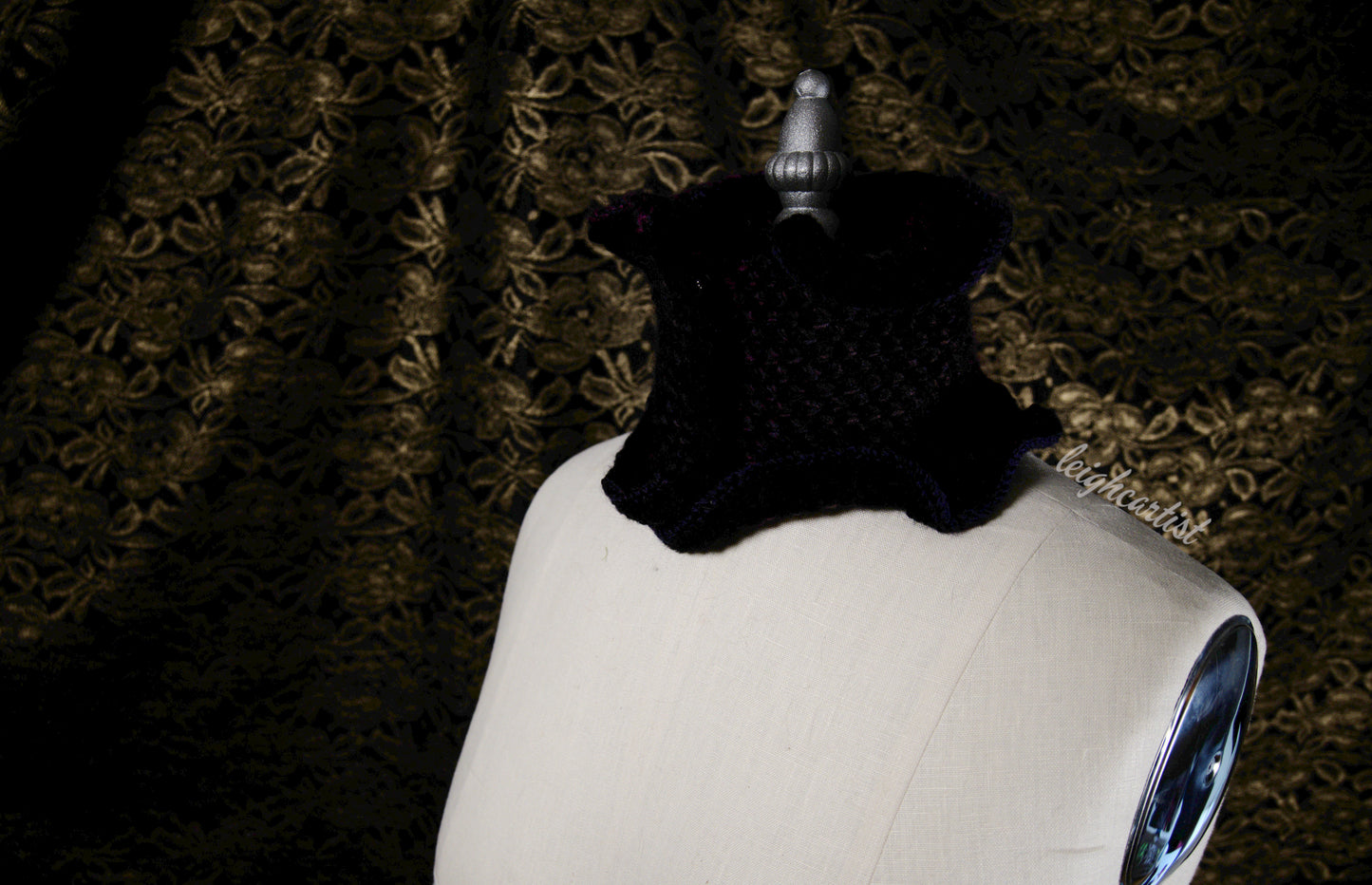 Purple Galaxy Knit Ruffle Scarf