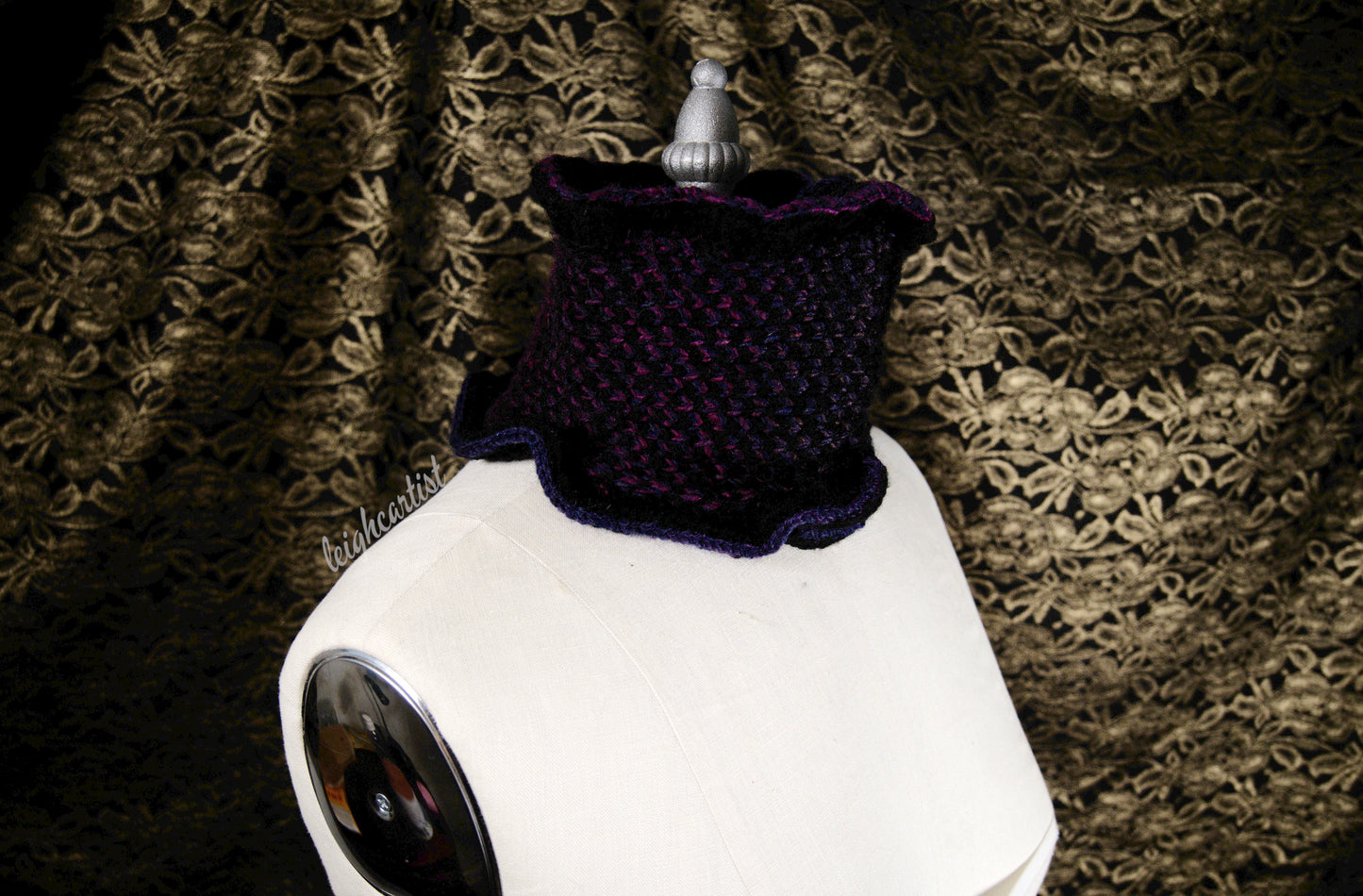 Purple Galaxy Knit Ruffle Scarf