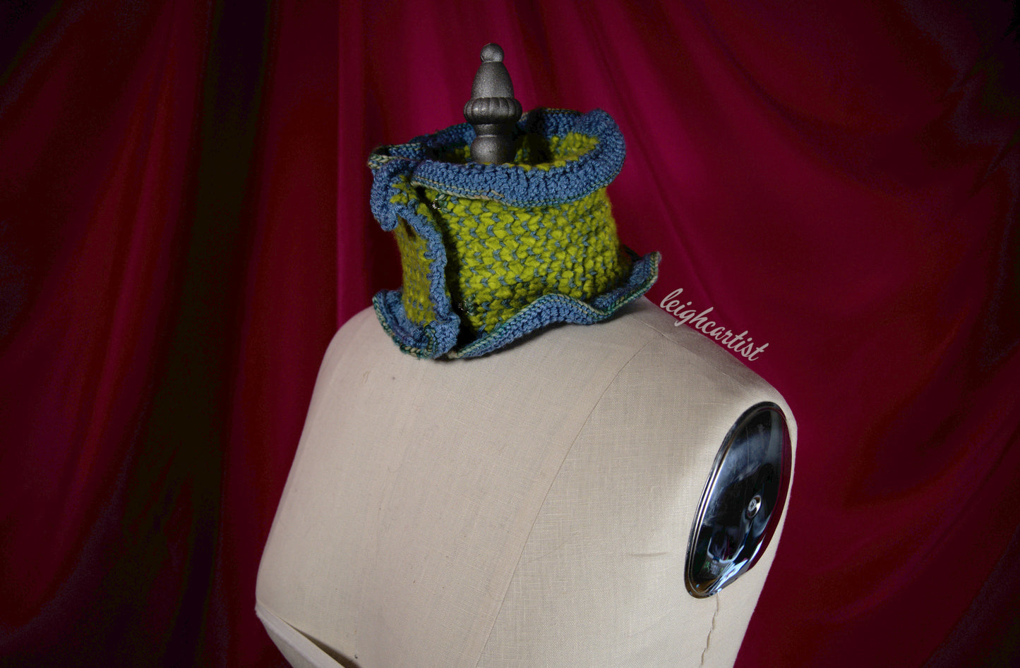 Extra Chonky Blue Green Knit Ruffle Scarf