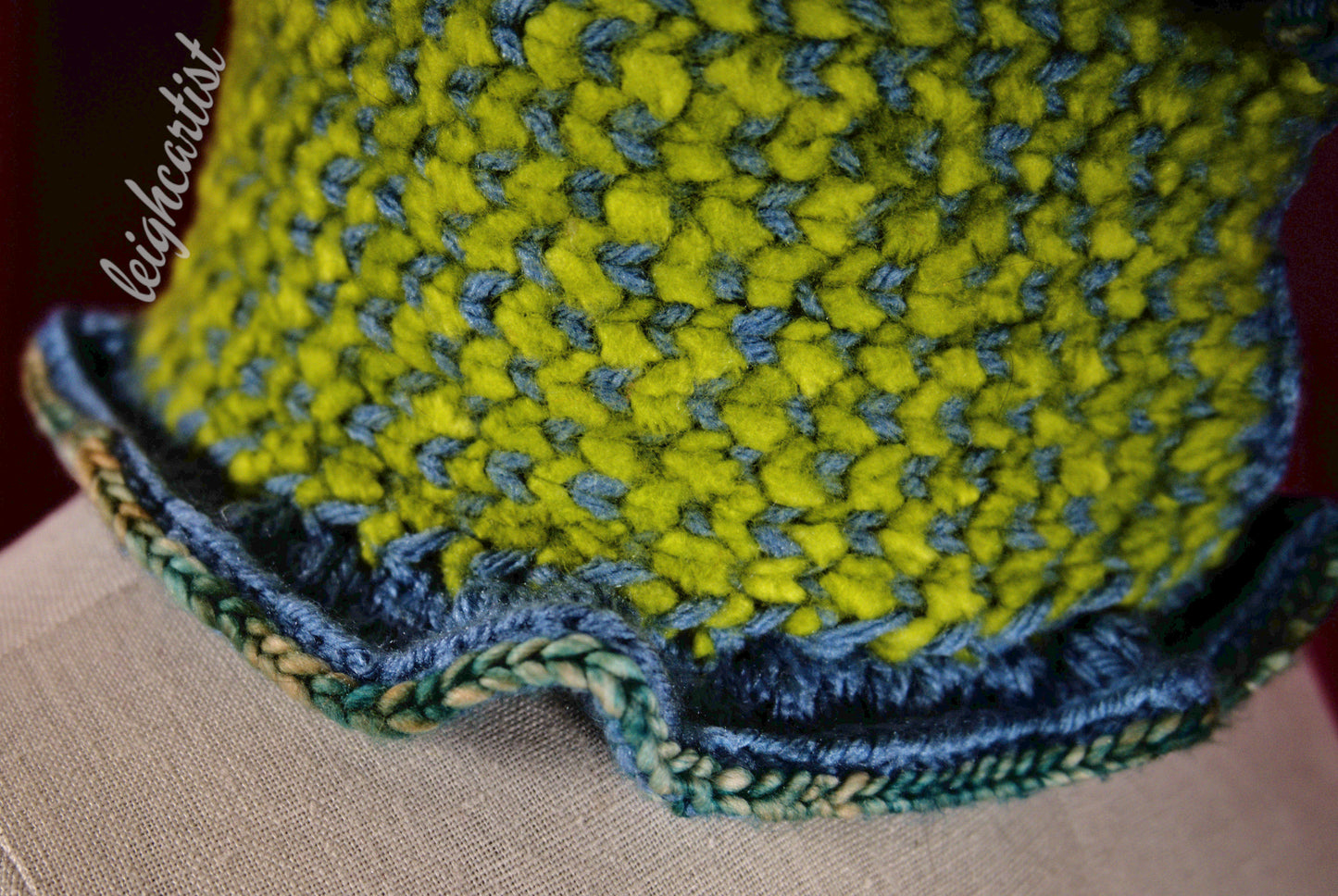 Extra Chonky Blue Green Knit Ruffle Scarf
