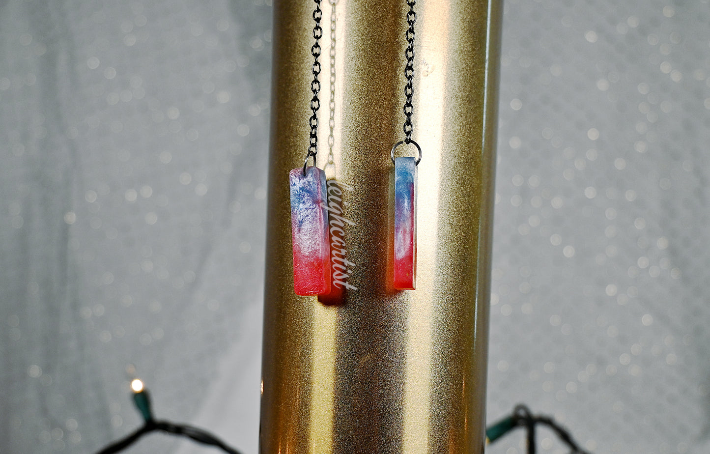 Red White & Blue Long Pendant Resin Dangle Earrings